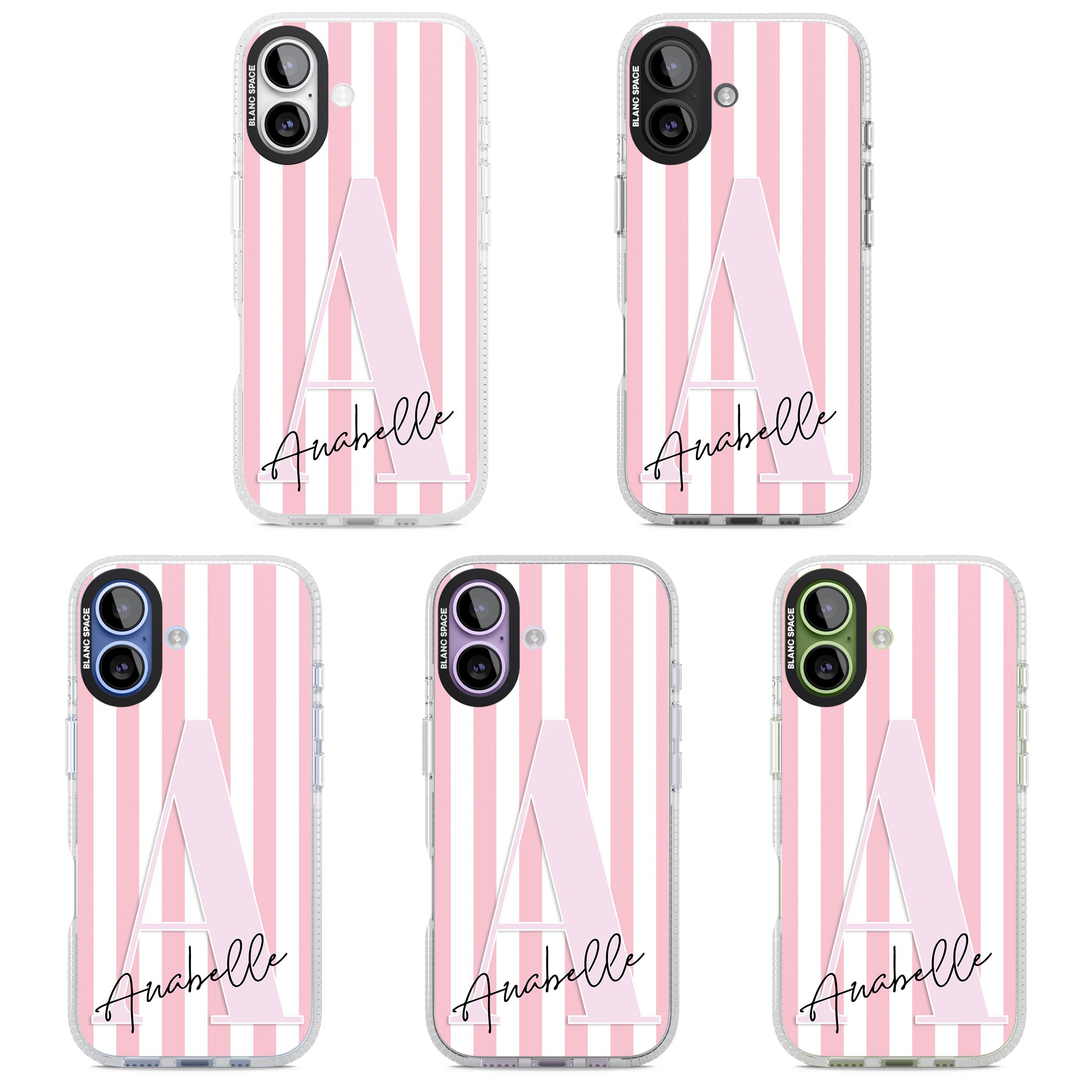 Personalised Pink Stripes & Monogram iPhone 17 Impact Air Clear Phone Case APT Impact Protection