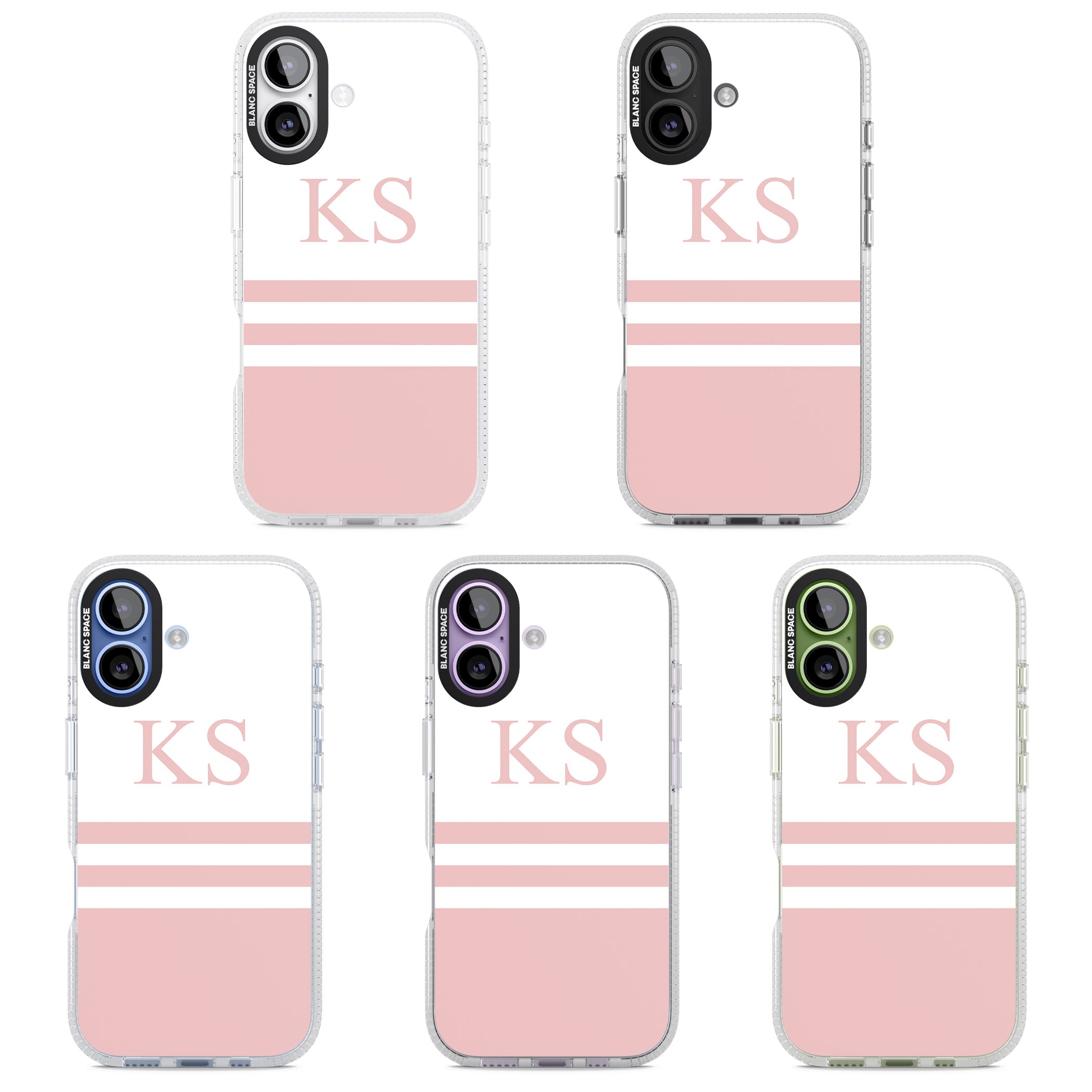 Personalised Pink Stripes & Initials iPhone 17 Impact Air Clear Phone Case APT Impact Protection