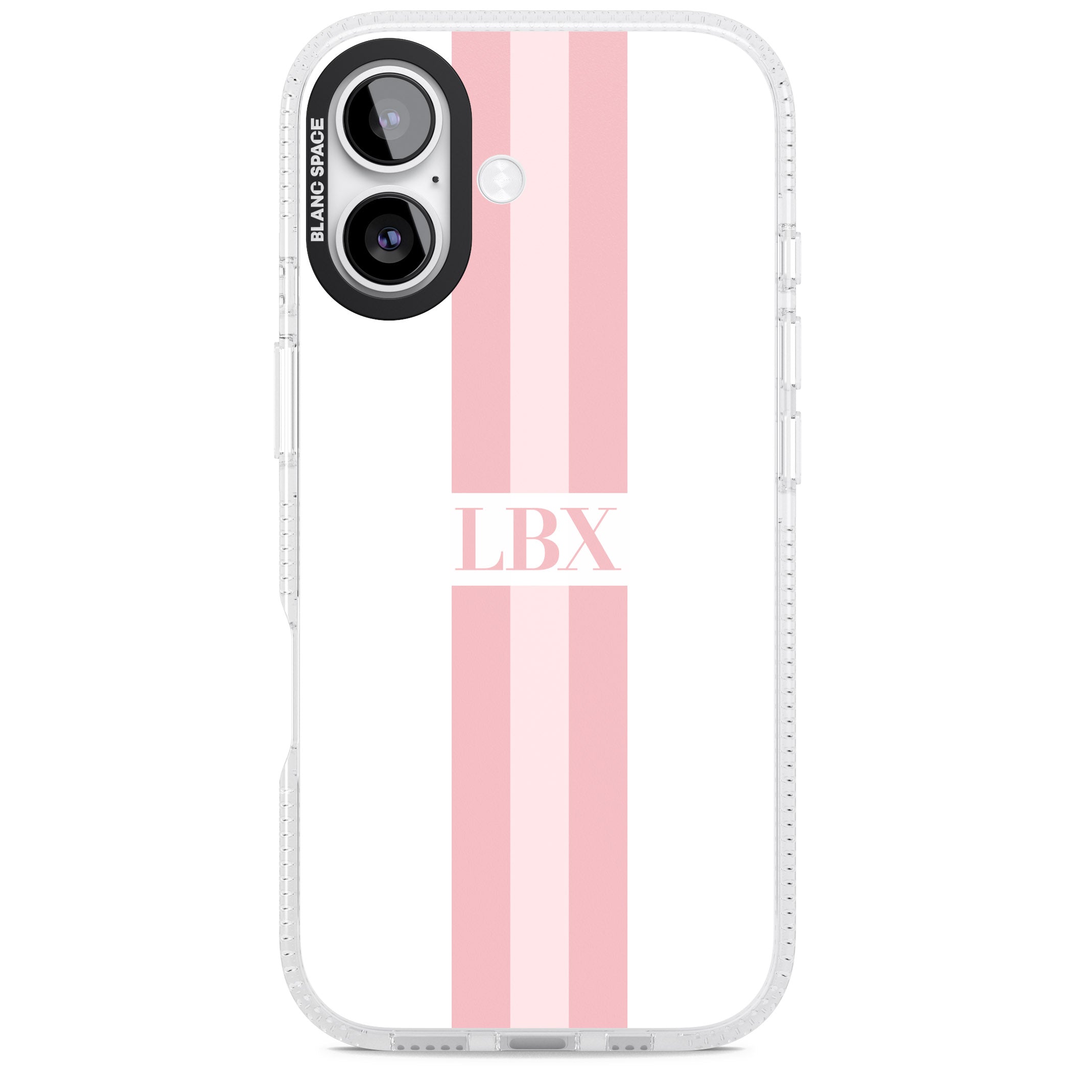 Personalised Minimal Pink Stripe iPhone 17 Impact Air Clear Phone Case