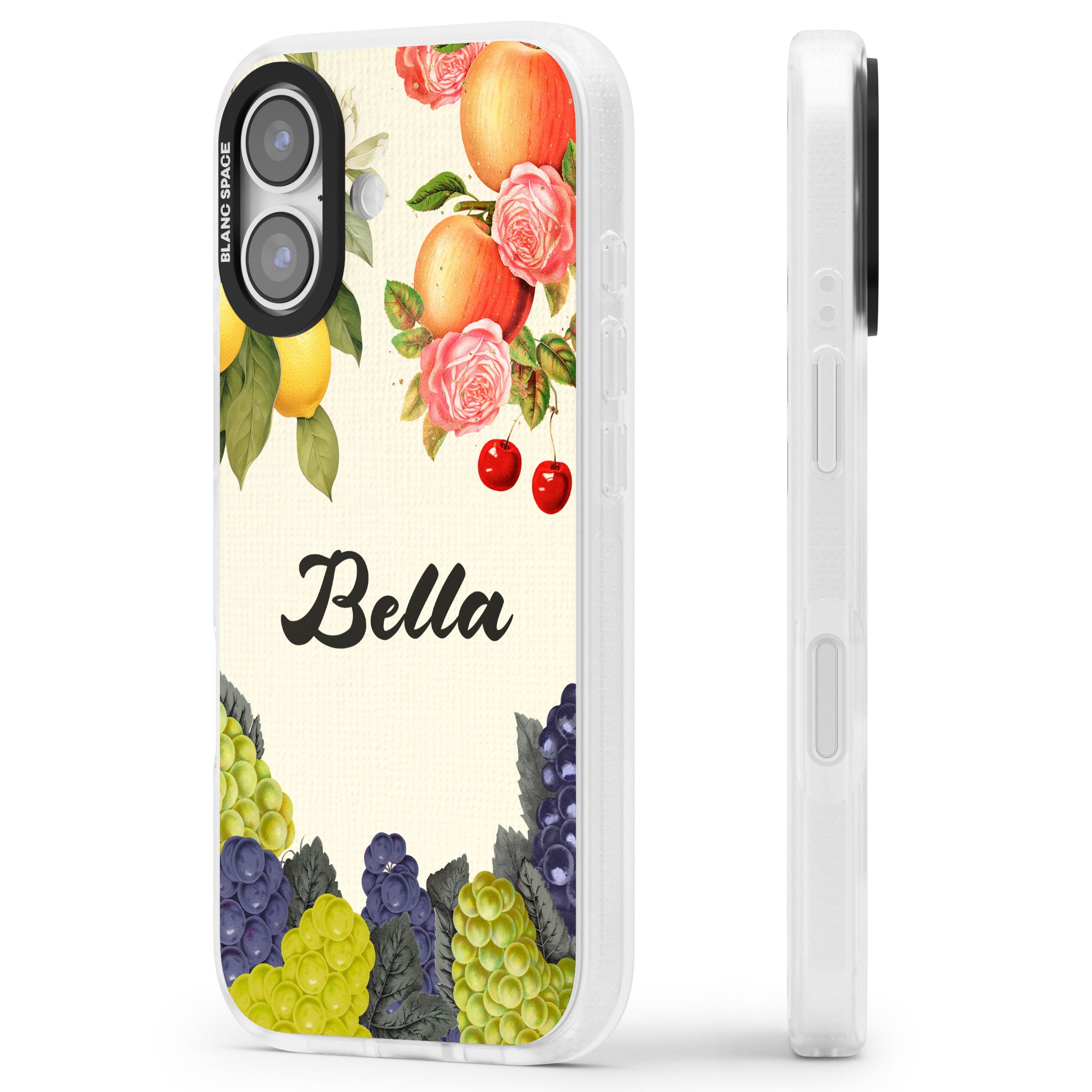 Personalised Vintage Fruits iPhone 17 Impact Air Clear Phone Case Side Profile