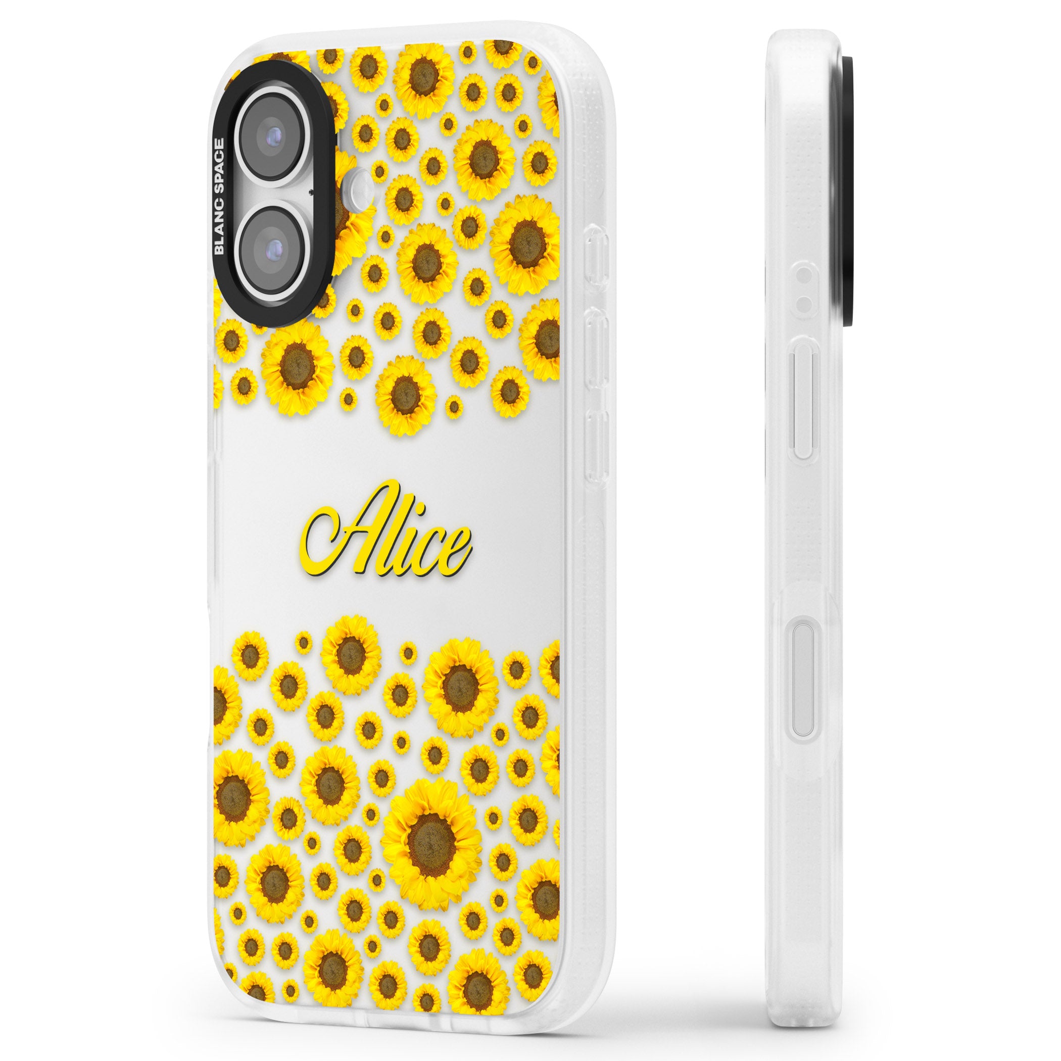 Personalised Sunflowers iPhone 17 Impact Air Clear Phone Case Side Profile