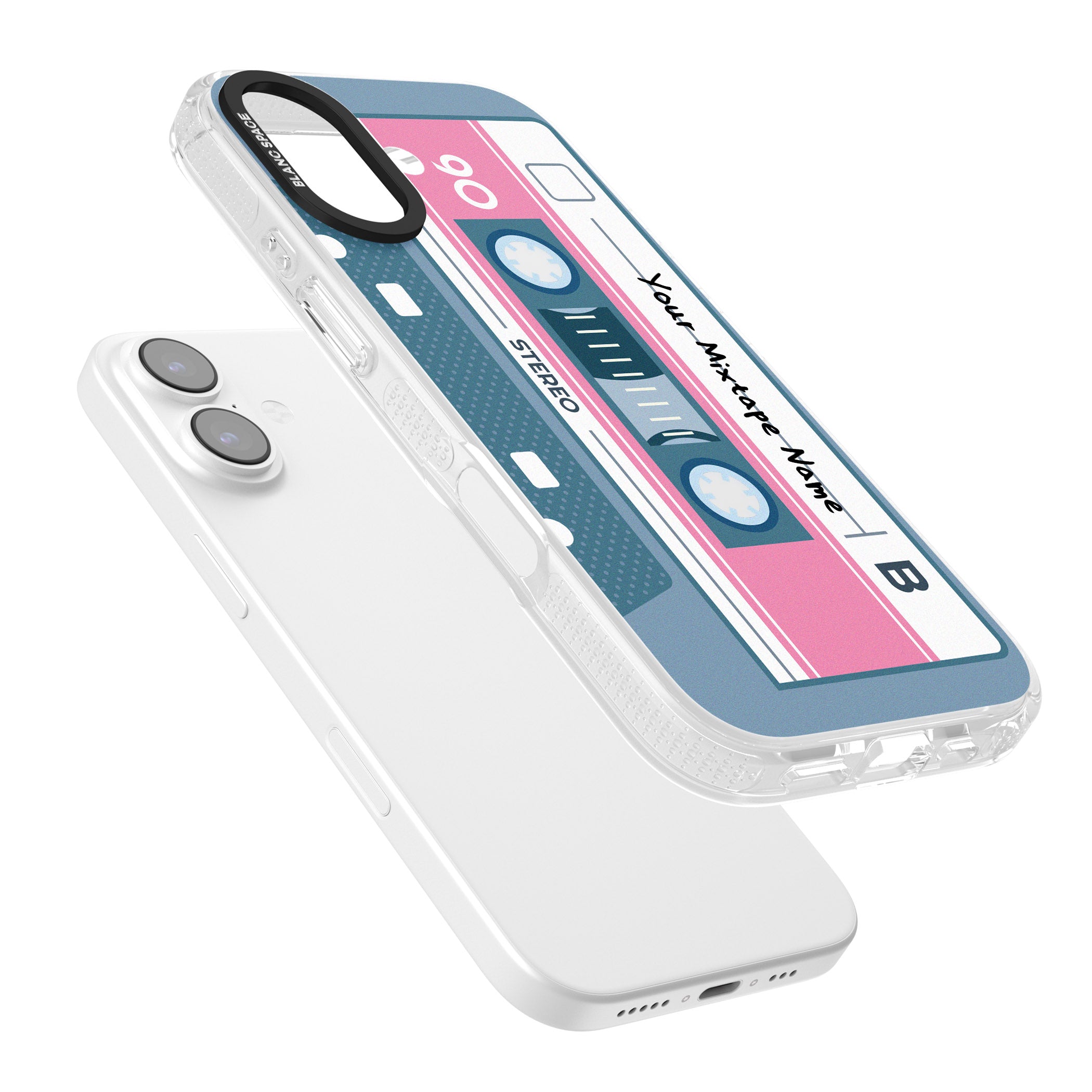 Personalised Retro Cassette Mixtape iPhone 17 Impact Air Clear Phone Case Colours
