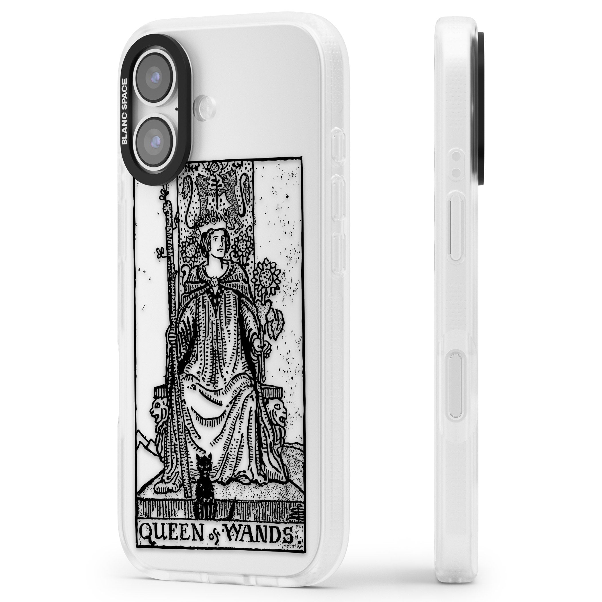 Personalised Queen Of Wands Tarot Card (Clear) iPhone 17 Impact Air Clear Phone Case Side Profile