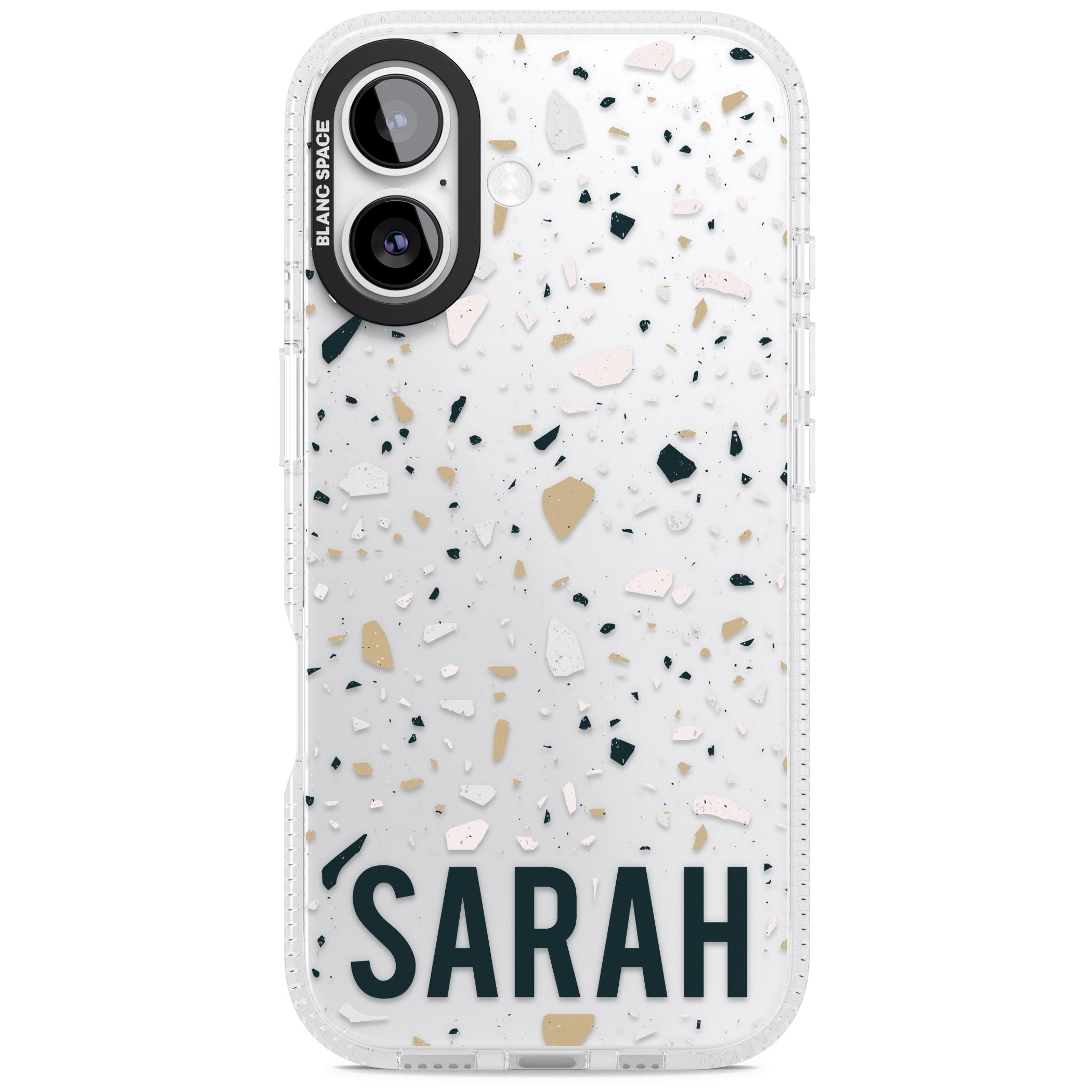 Personalised Terrazzo Blue, Pink, Brown iPhone 17 Impact Air Clear Phone Case