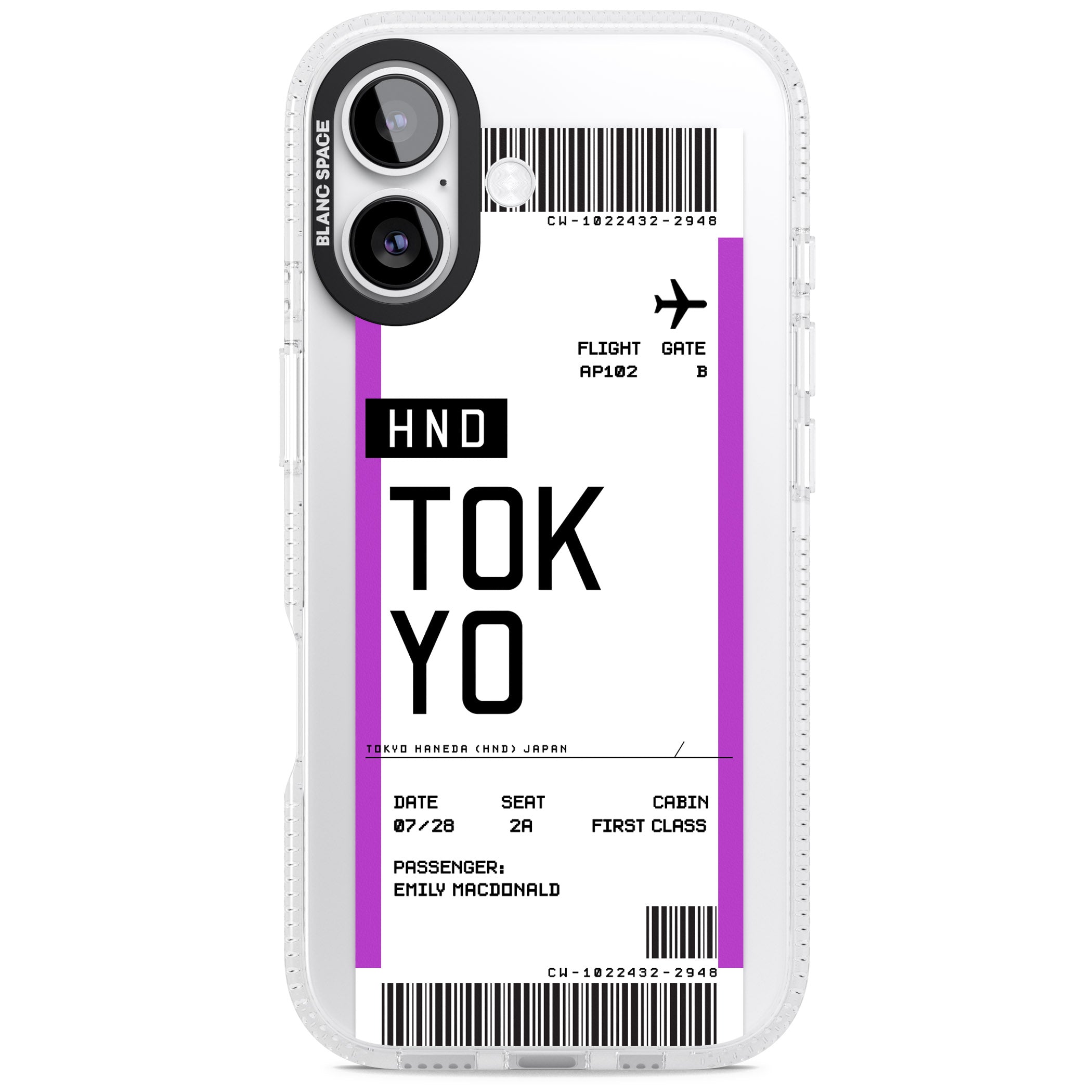 Personalised Tokyo Boarding Pass iPhone 17 Impact Air Clear Phone Case