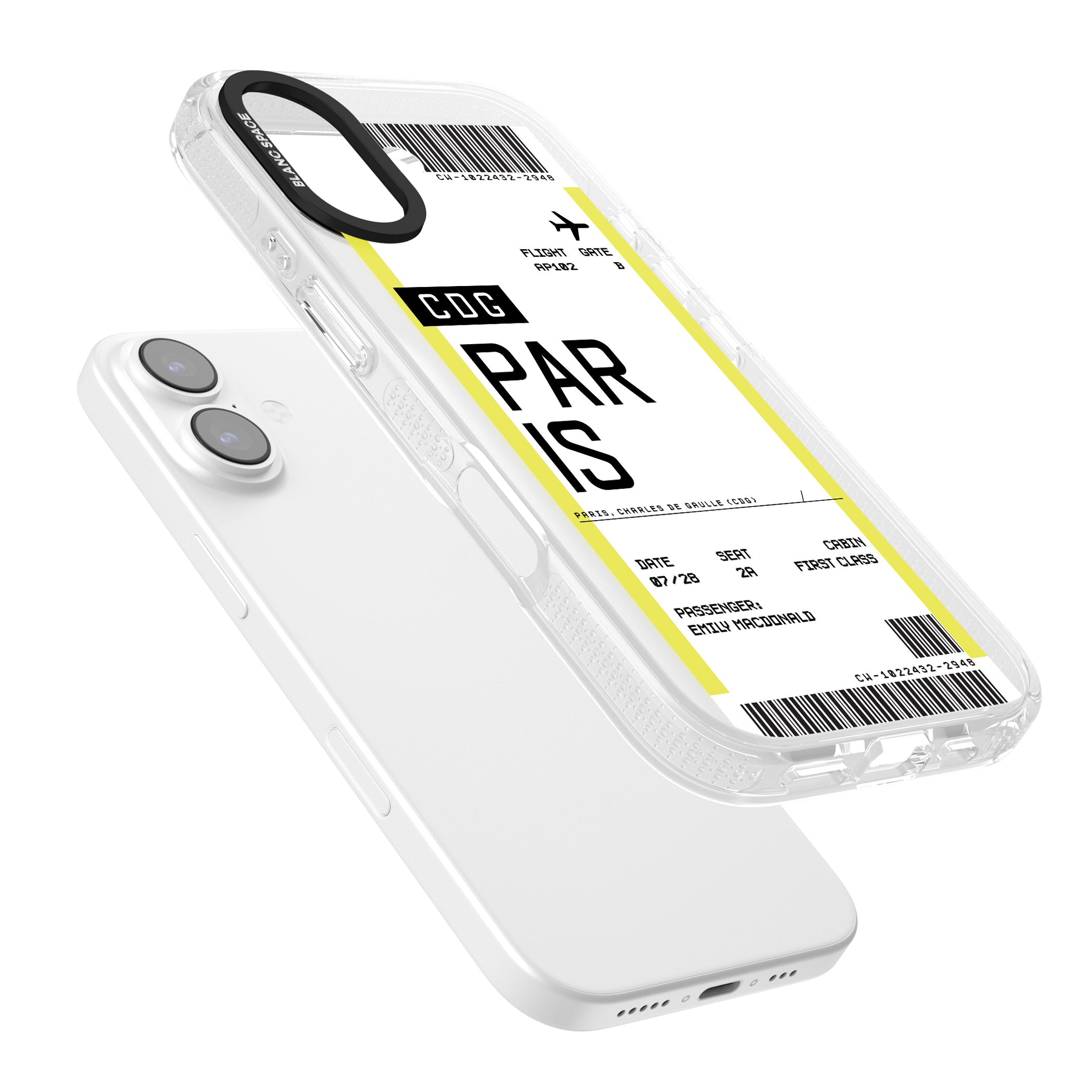 Personalised Paris Boarding Pass iPhone 17 Impact Air Clear Phone Case Colours