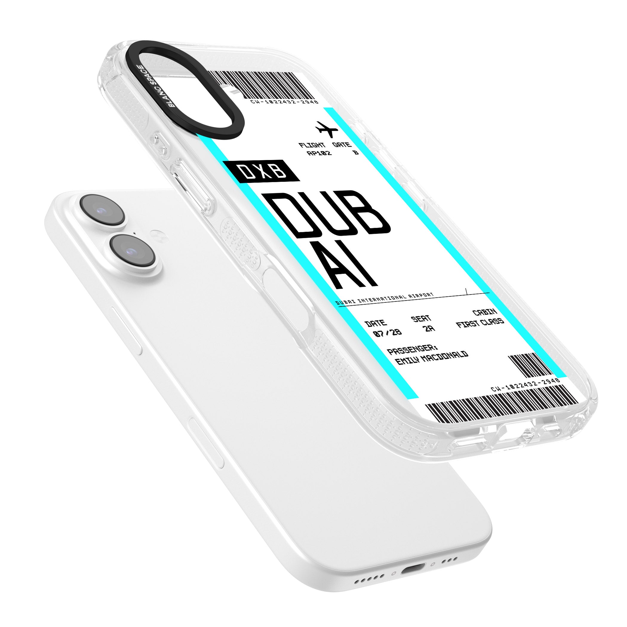 Personalised Dubai Boarding Pass iPhone 17 Impact Air Clear Phone Case Colours