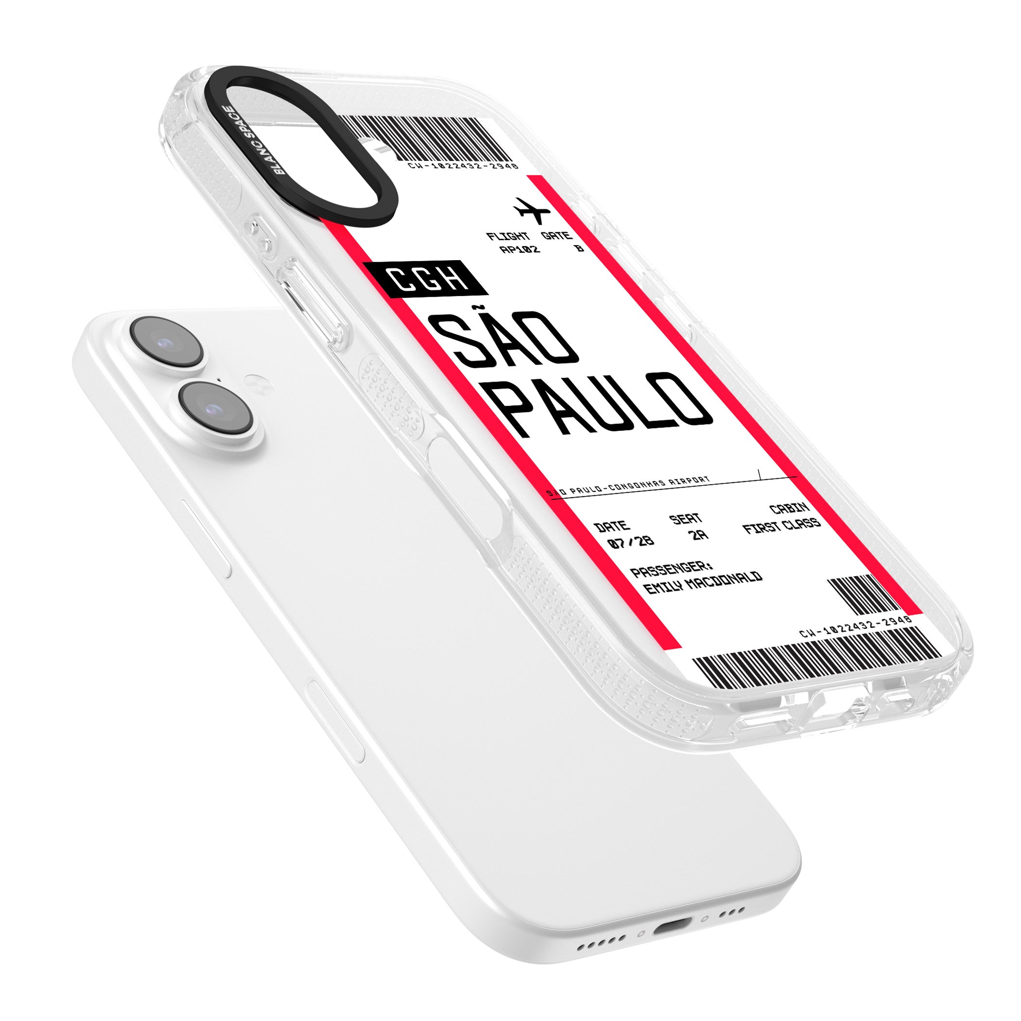 Personalised São Paulo Boarding Pass iPhone 17 Impact Air Clear Phone Case Colours