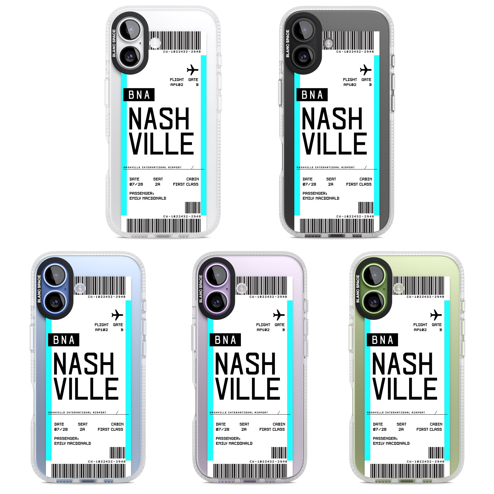 Personalised Nashville Boarding Pass iPhone 17 Impact Air Clear Phone Case APT Impact Protection