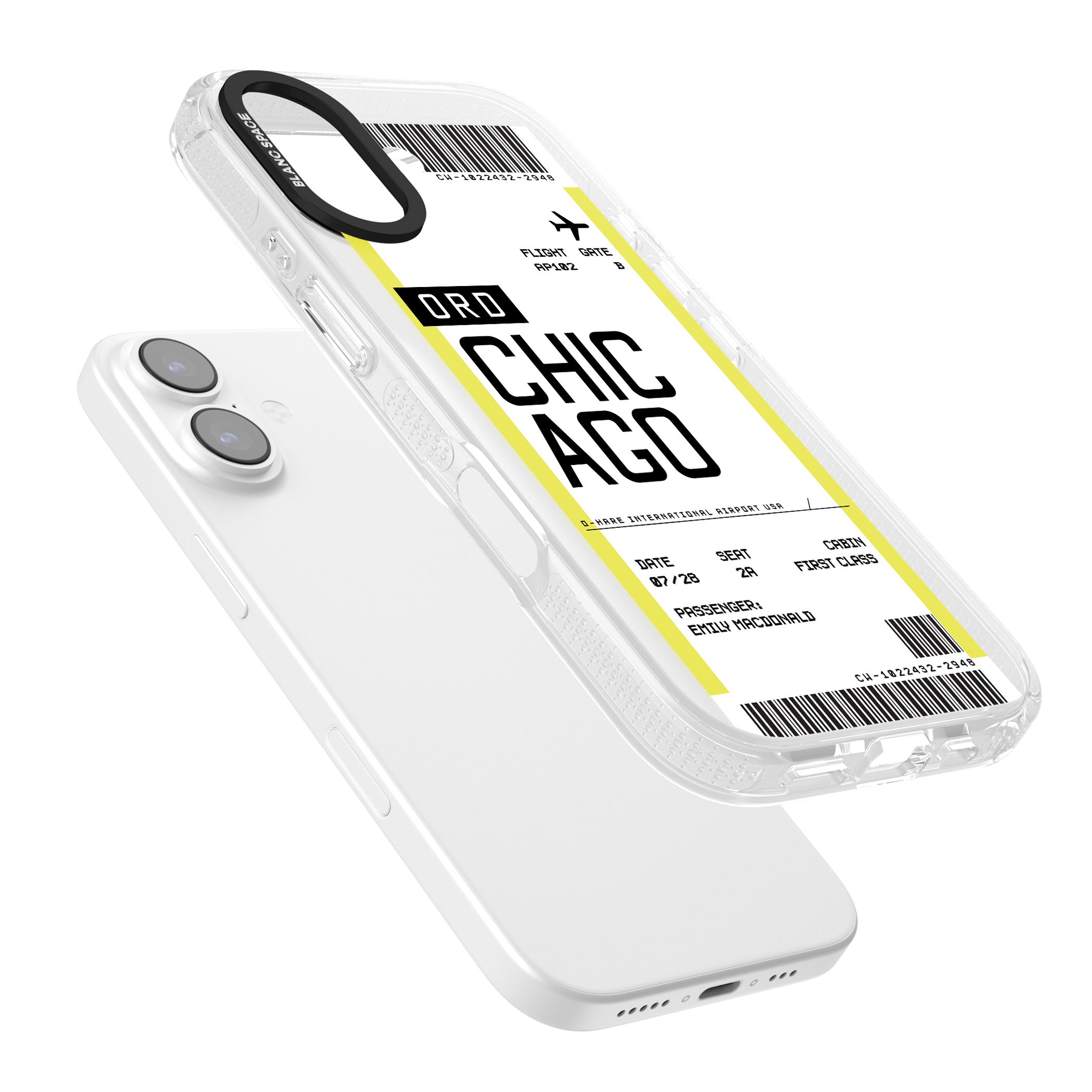 Personalised Chicago Boarding Pass iPhone 17 Impact Air Clear Phone Case Colours