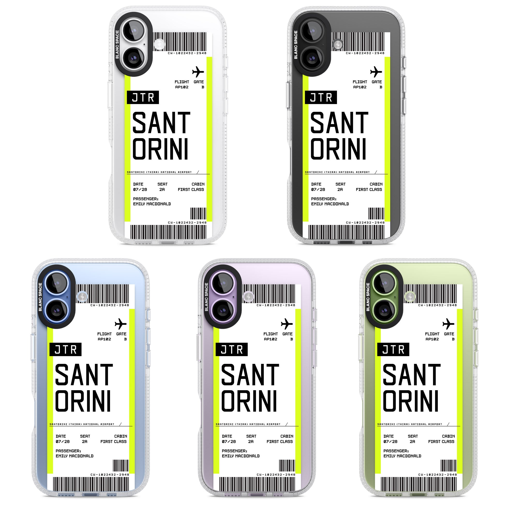 Personalised Santorini Boarding Pass iPhone 17 Impact Air Clear Phone Case APT Impact Protection