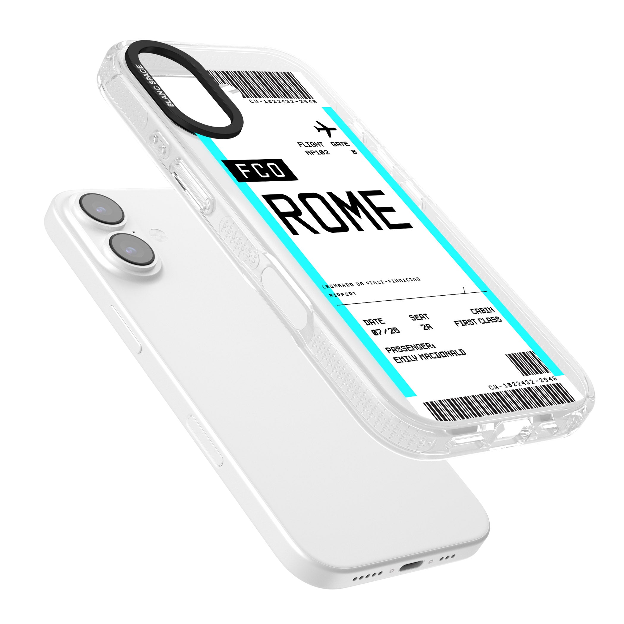 Personalised Rome Boarding Pass iPhone 17 Impact Air Clear Phone Case Colours