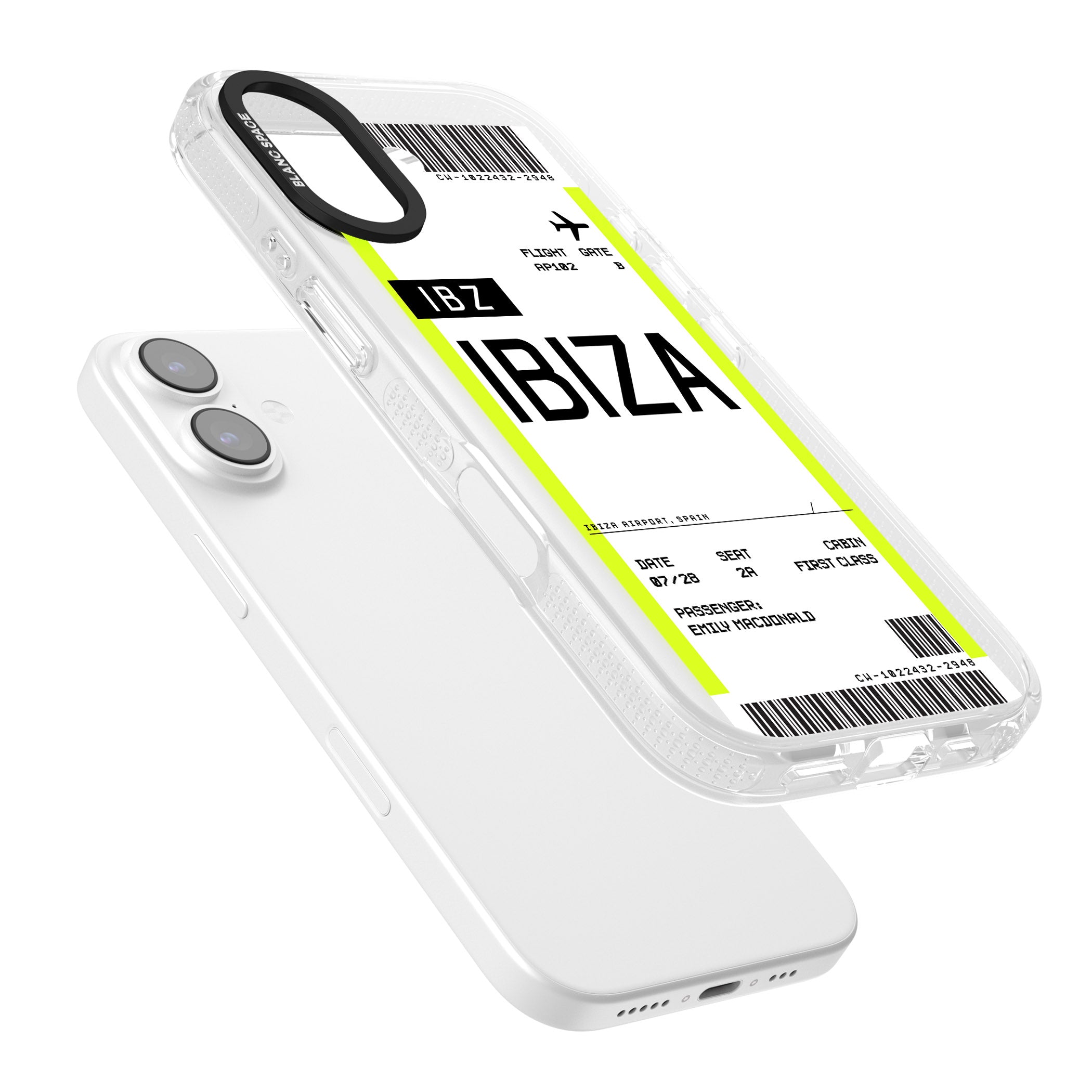 Personalised Ibiza Boarding Pass iPhone 17 Impact Air Clear Phone Case Colours