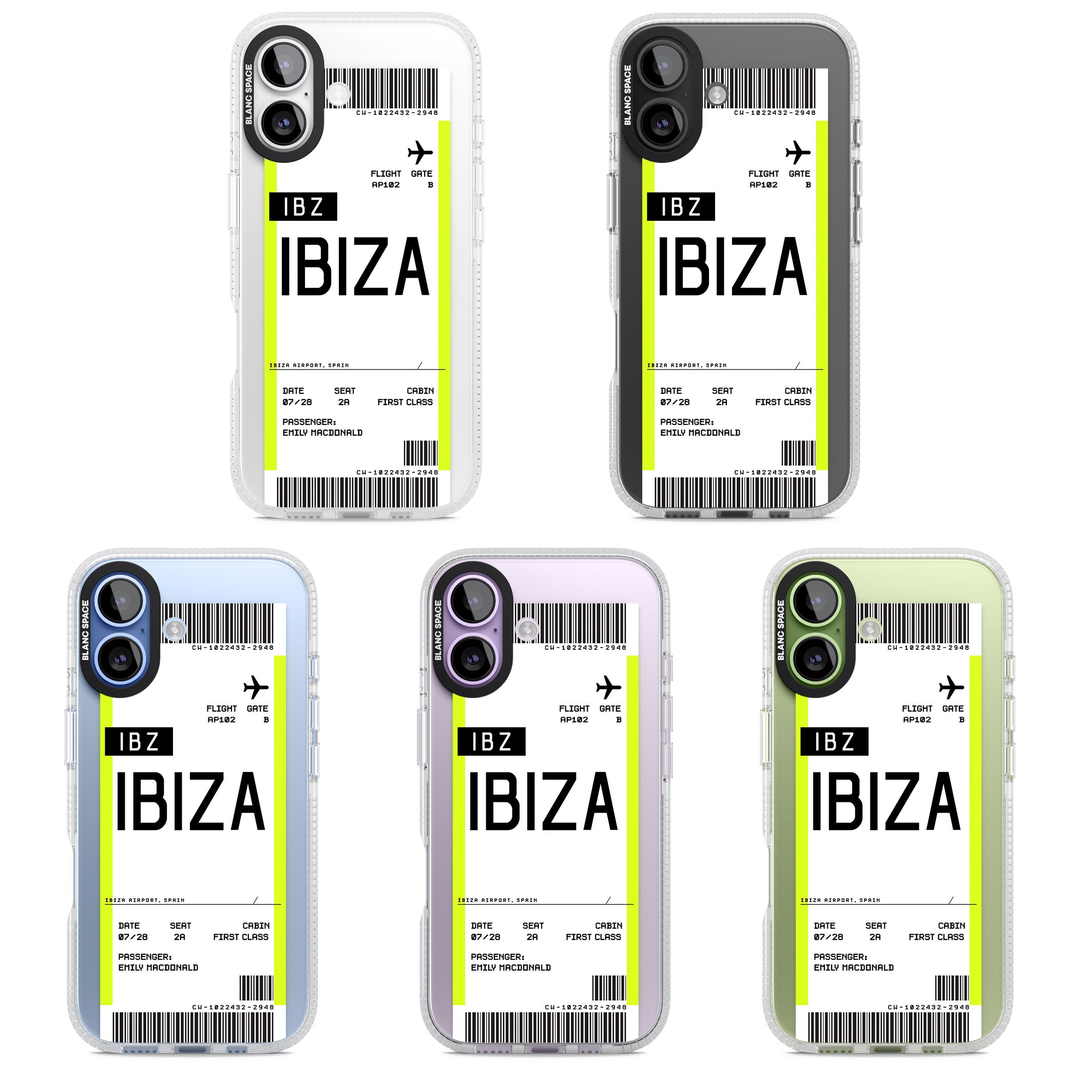 Personalised Ibiza Boarding Pass iPhone 17 Impact Air Clear Phone Case APT Impact Protection