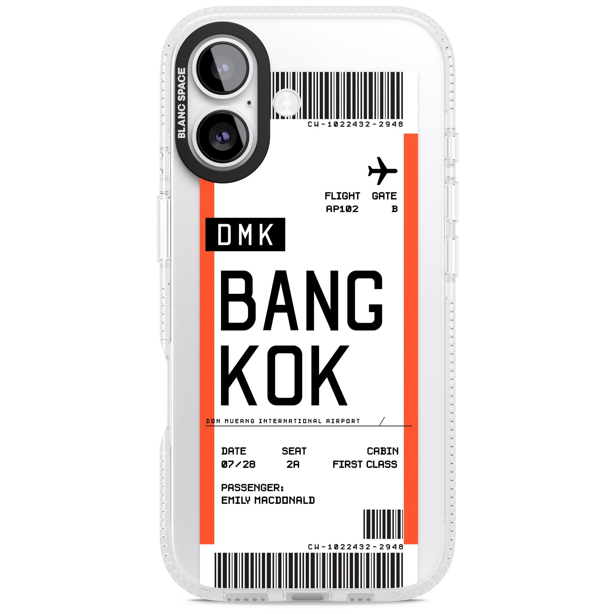 Personalised Bangkok Boarding Pass iPhone 17 Impact Air Clear Phone Case