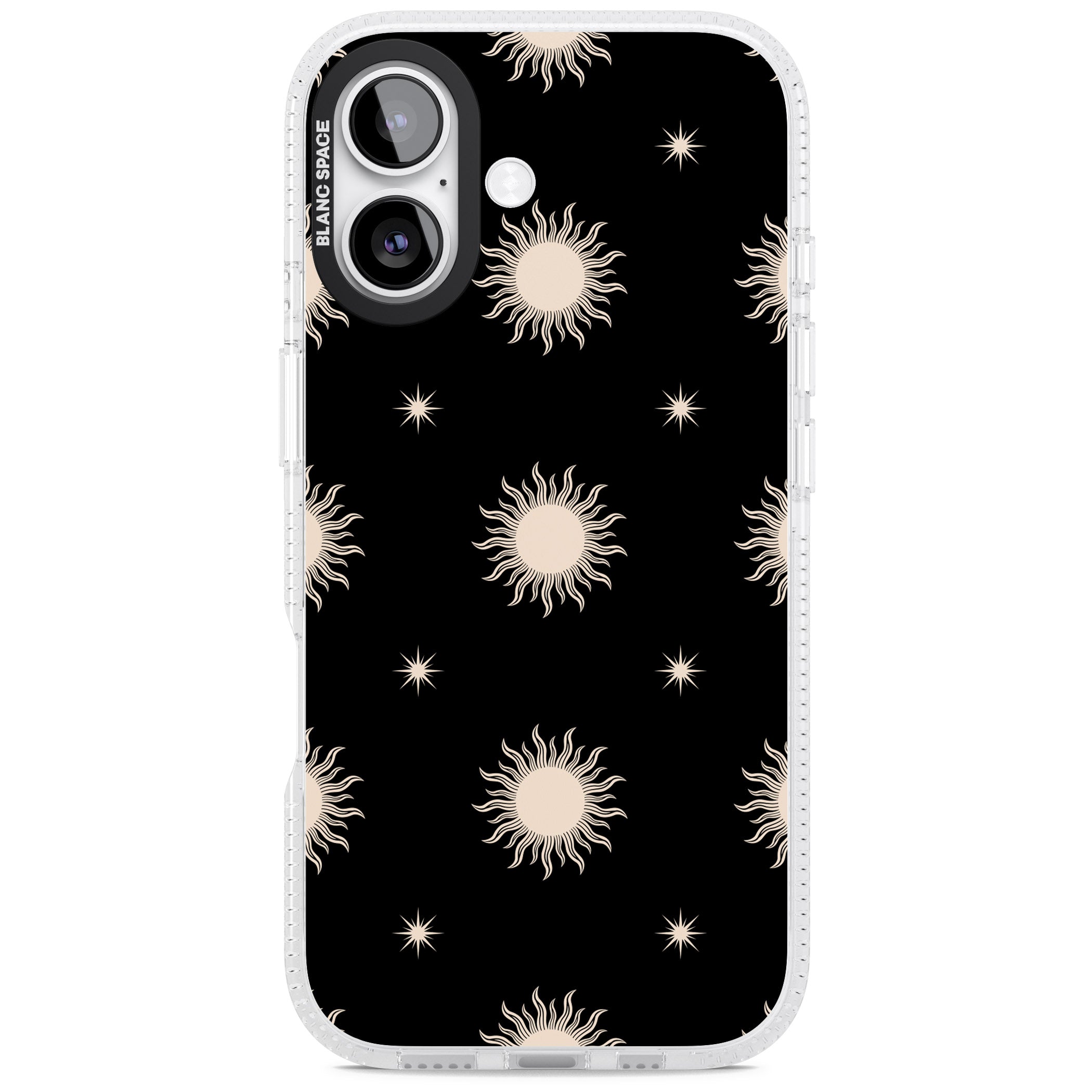 Celestial Patterns Classic Suns (Black) iPhone 17 Impact Air Clear Phone Case