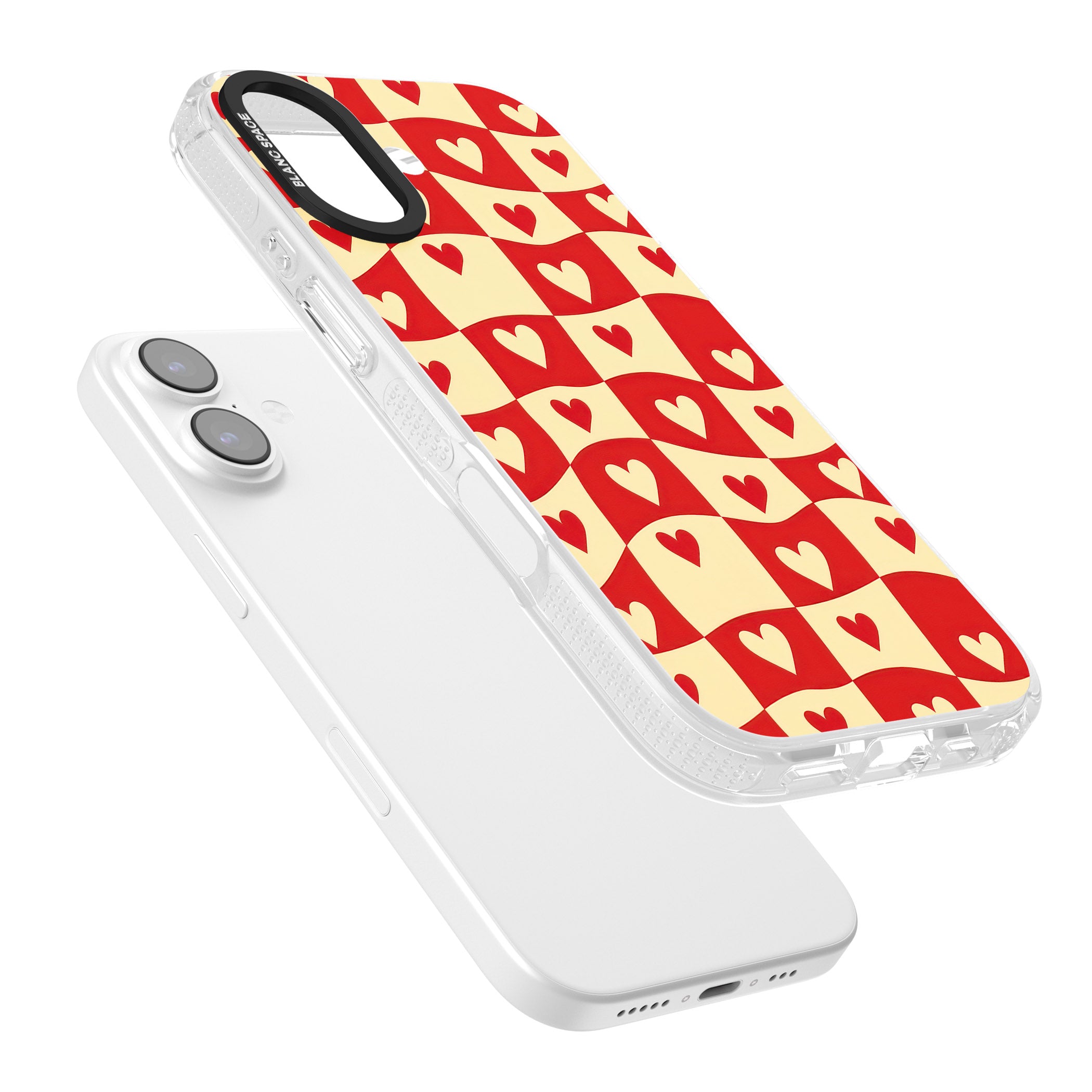 Red Wavy Checked & Hearts iPhone 17 Impact Air Clear Phone Case Colours