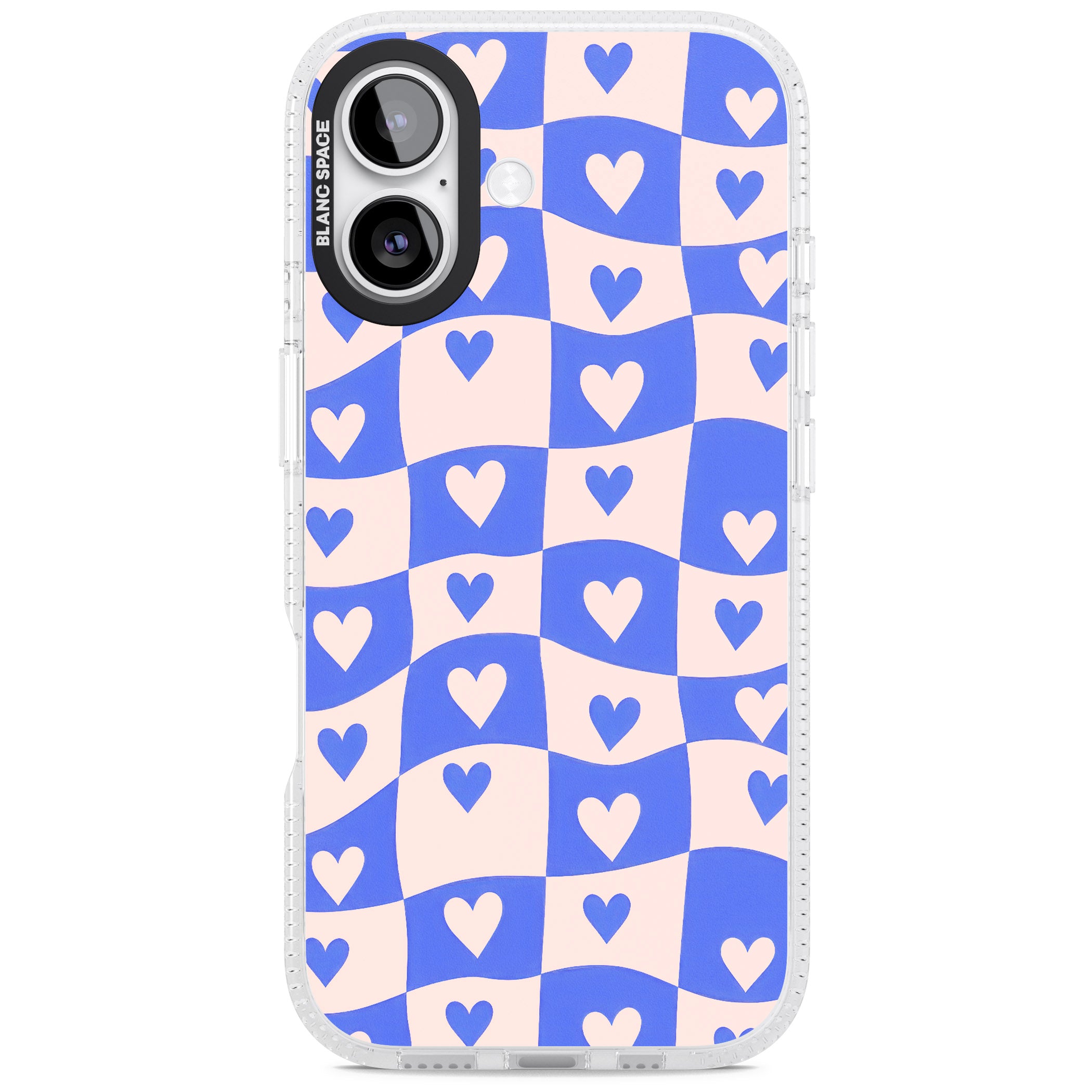 Blue Wavy Checked Hearts iPhone 17 Impact Air Clear Phone Case