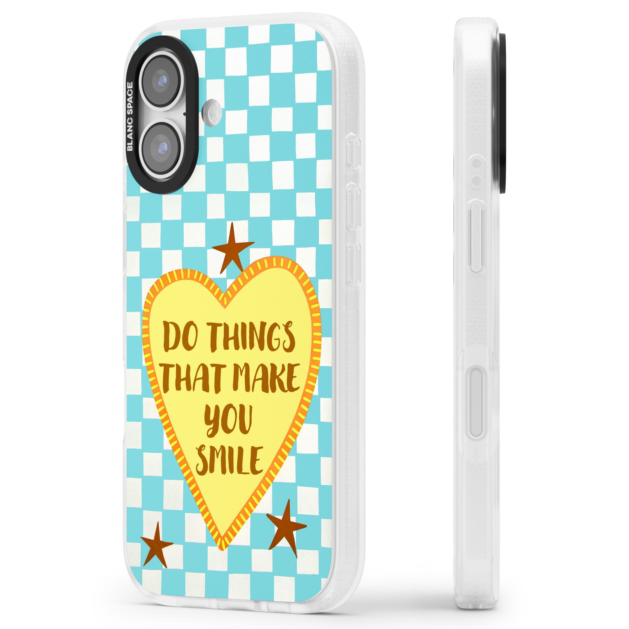 Do Things That Make You Smile iPhone 17 Impact Air Clear Phone Case Side Profile