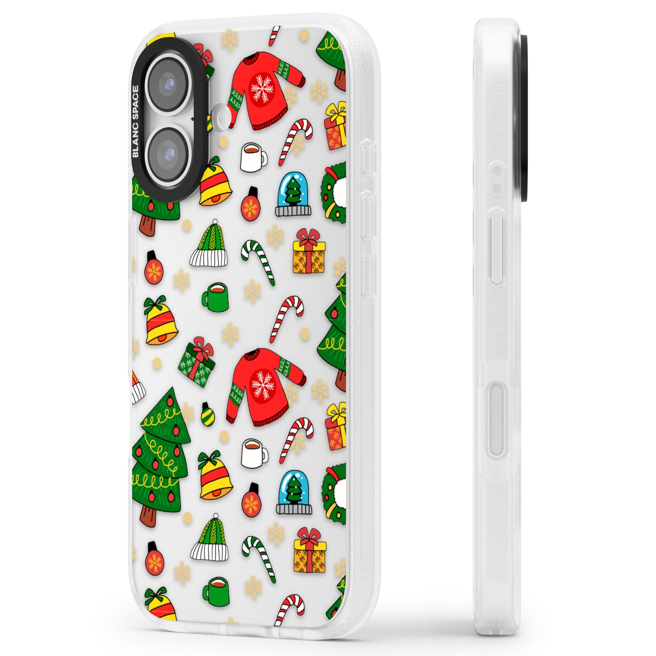 Christmas Mixture Pattern iPhone 17 Impact Air Clear Phone Case Side Profile