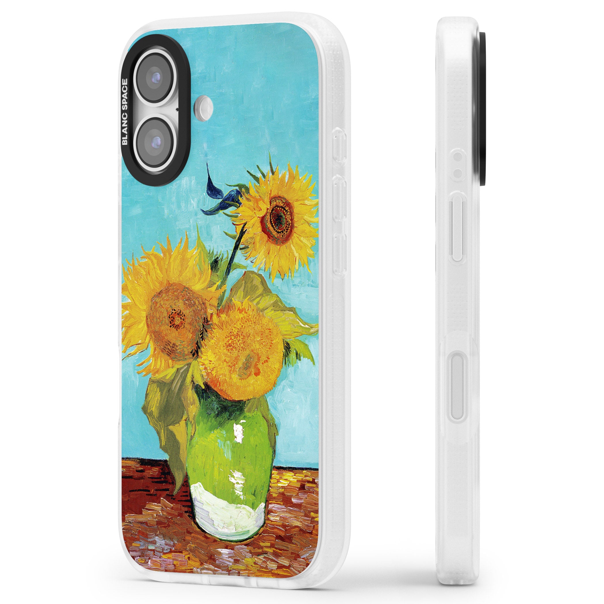 Vase With Three Sunflowers iPhone 17 Impact Air Clear Phone Case Side Profile
