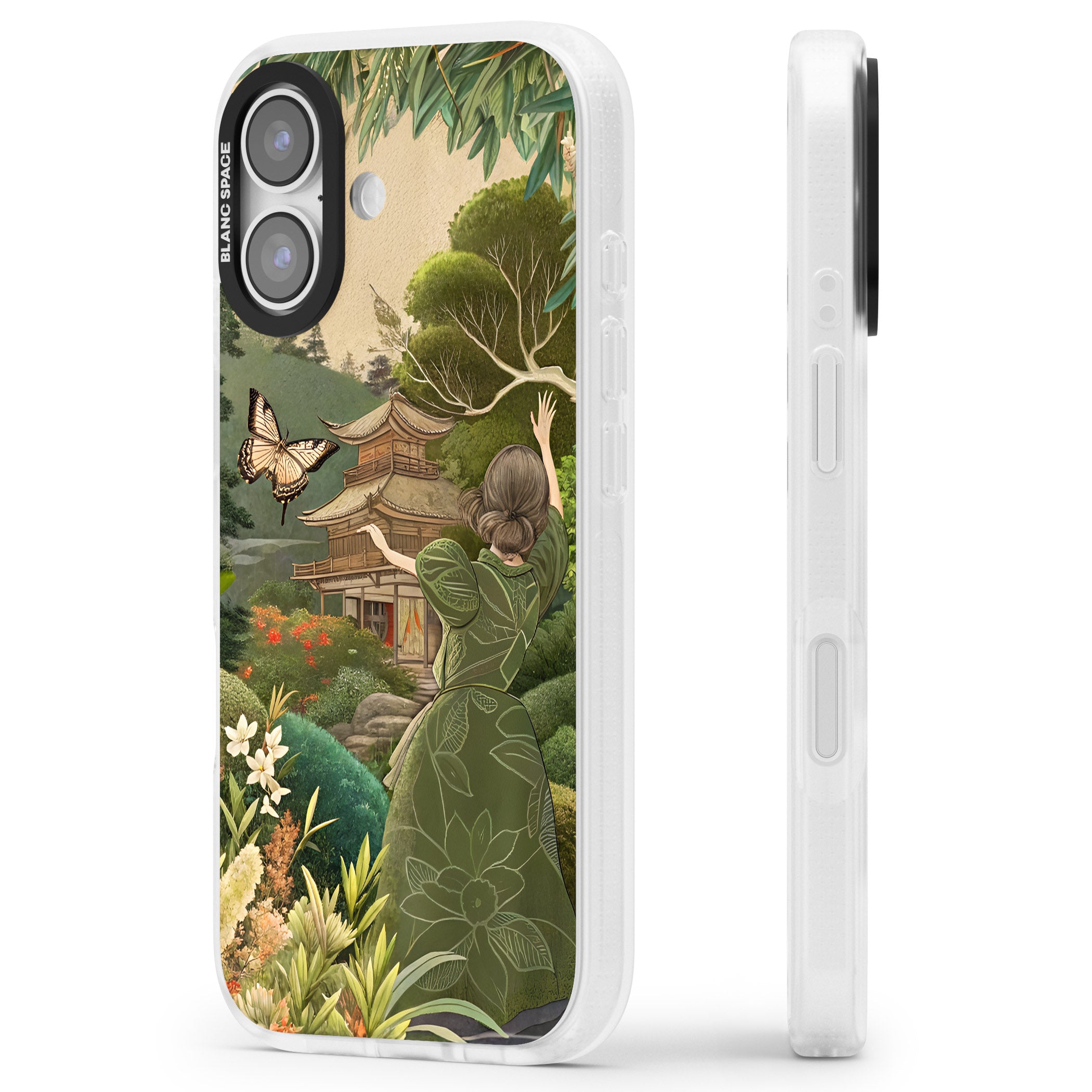 Japanese Nature iPhone 17 Impact Air Clear Phone Case Side Profile