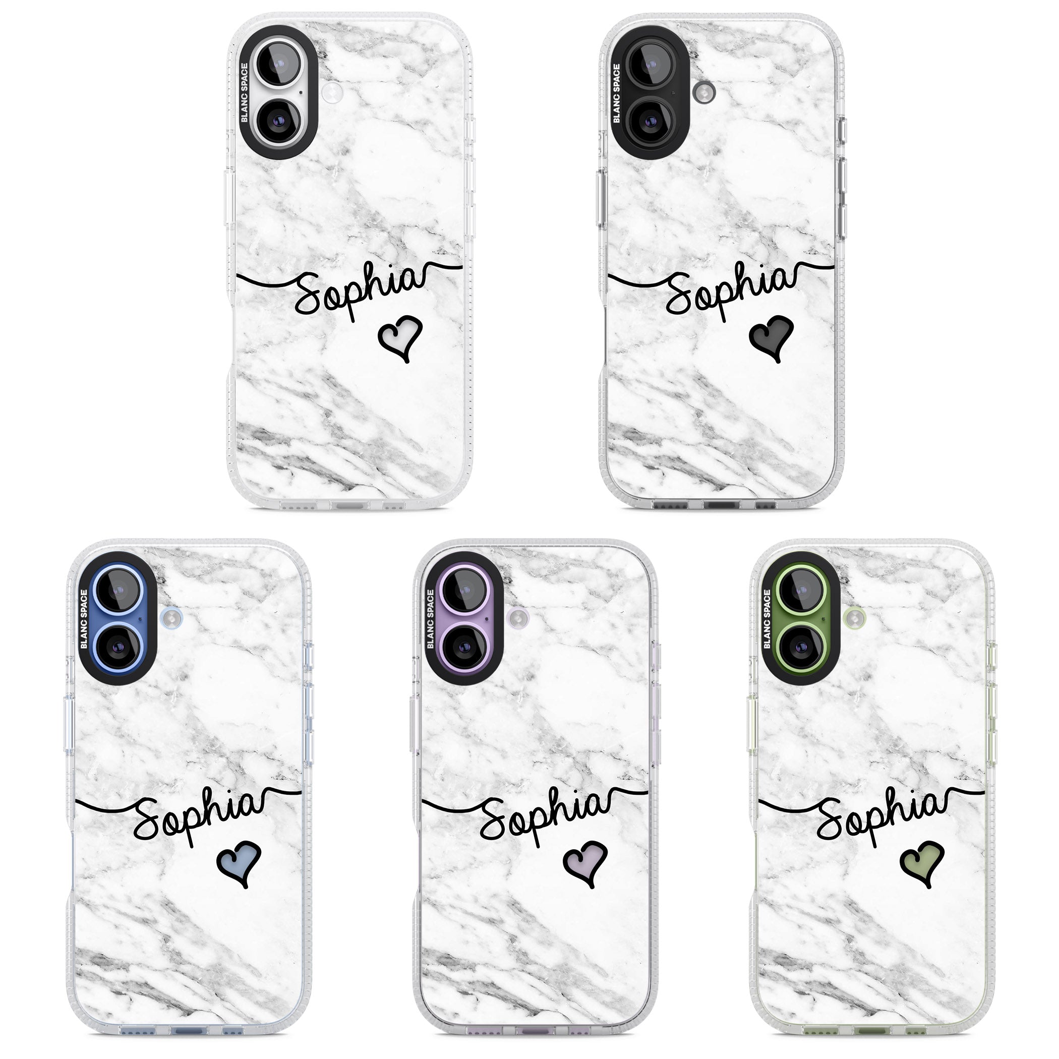 Personalised White Marble Heart iPhone 17 Impact Air Clear Phone Case APT Impact Protection