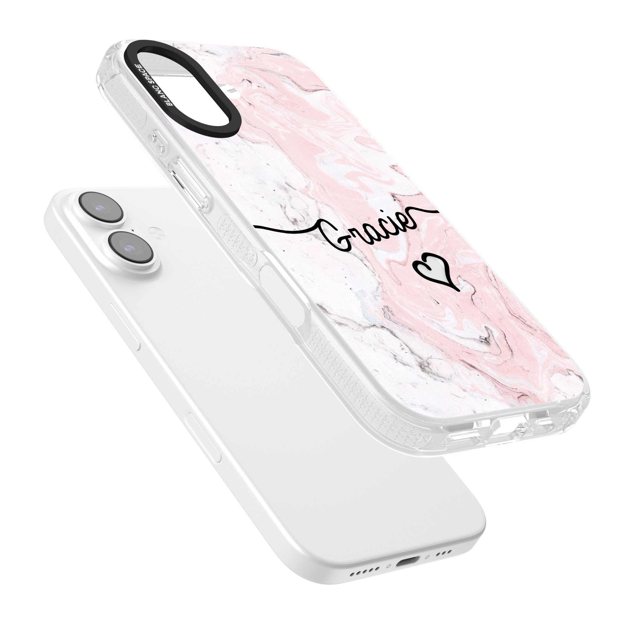 Personalised Pink Marble iPhone 17 Impact Air Clear Phone Case Colours