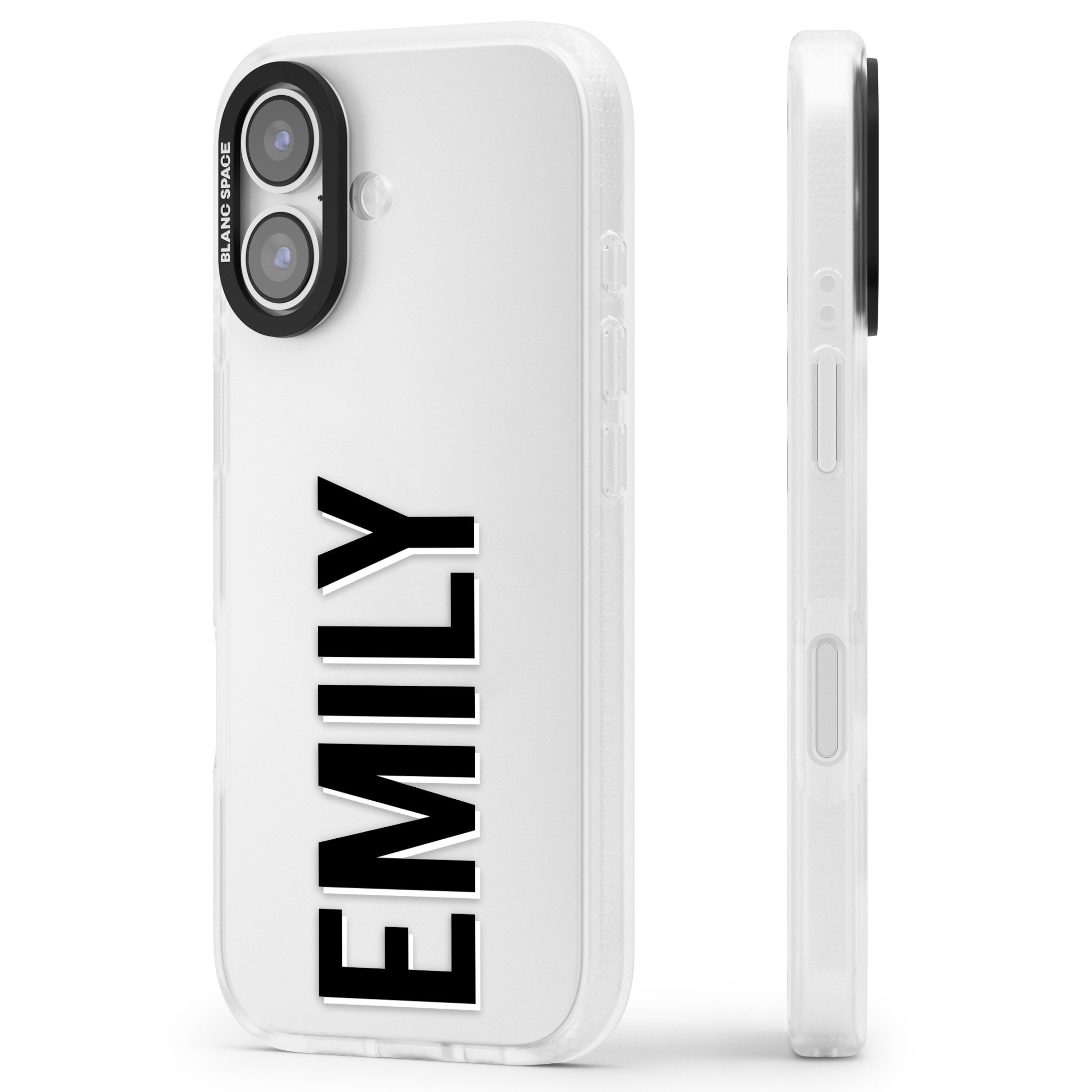 Personalised Vertical Name iPhone 17 Impact Air Clear Phone Case Side Profile