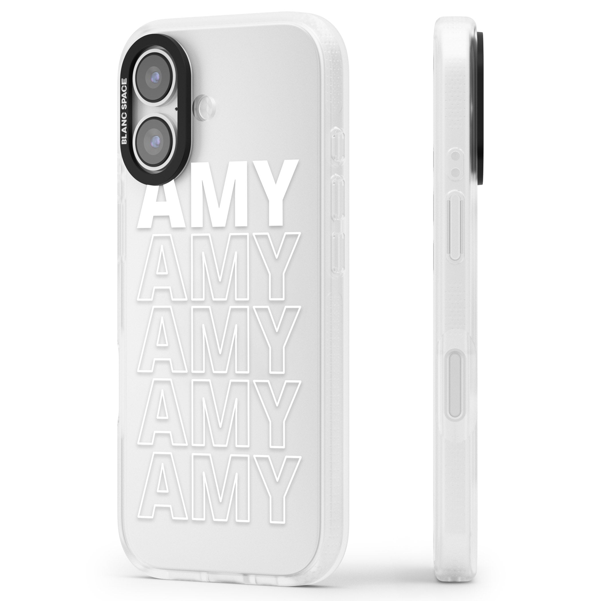 Personalised Bold Name Repeated iPhone 17 Impact Air Clear Phone Case Side Profile