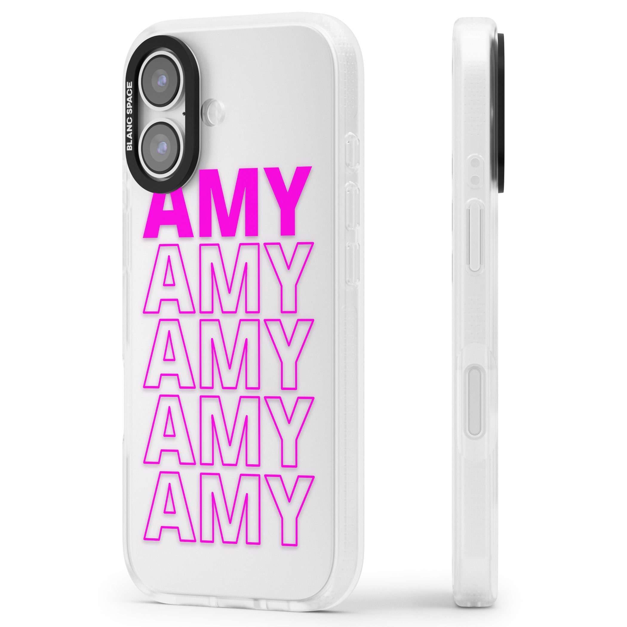Personalised Bold Repeated Name iPhone 17 Impact Air Clear Phone Case Side Profile