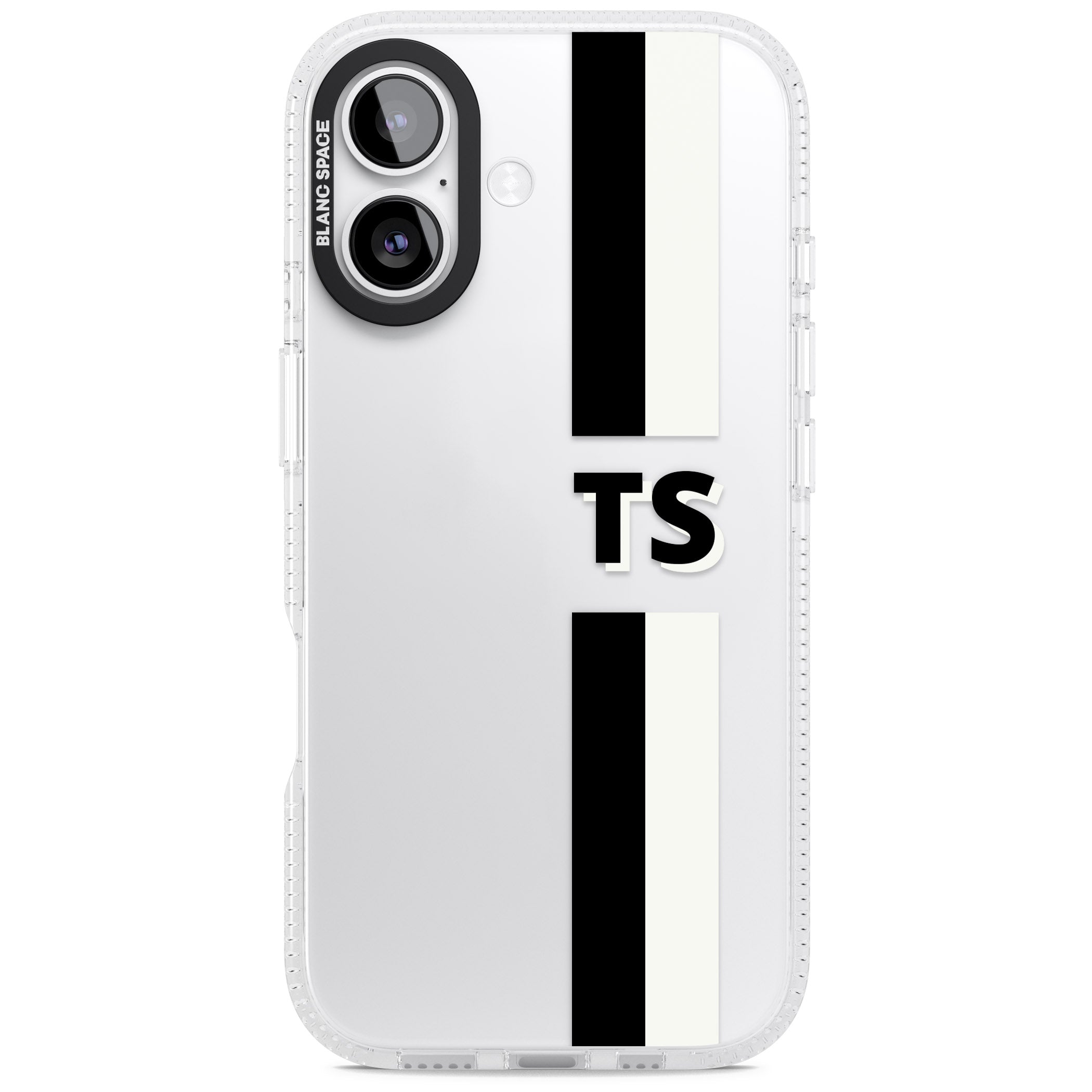 Personalised Black And White Stripe iPhone 17 Impact Air Clear Phone Case
