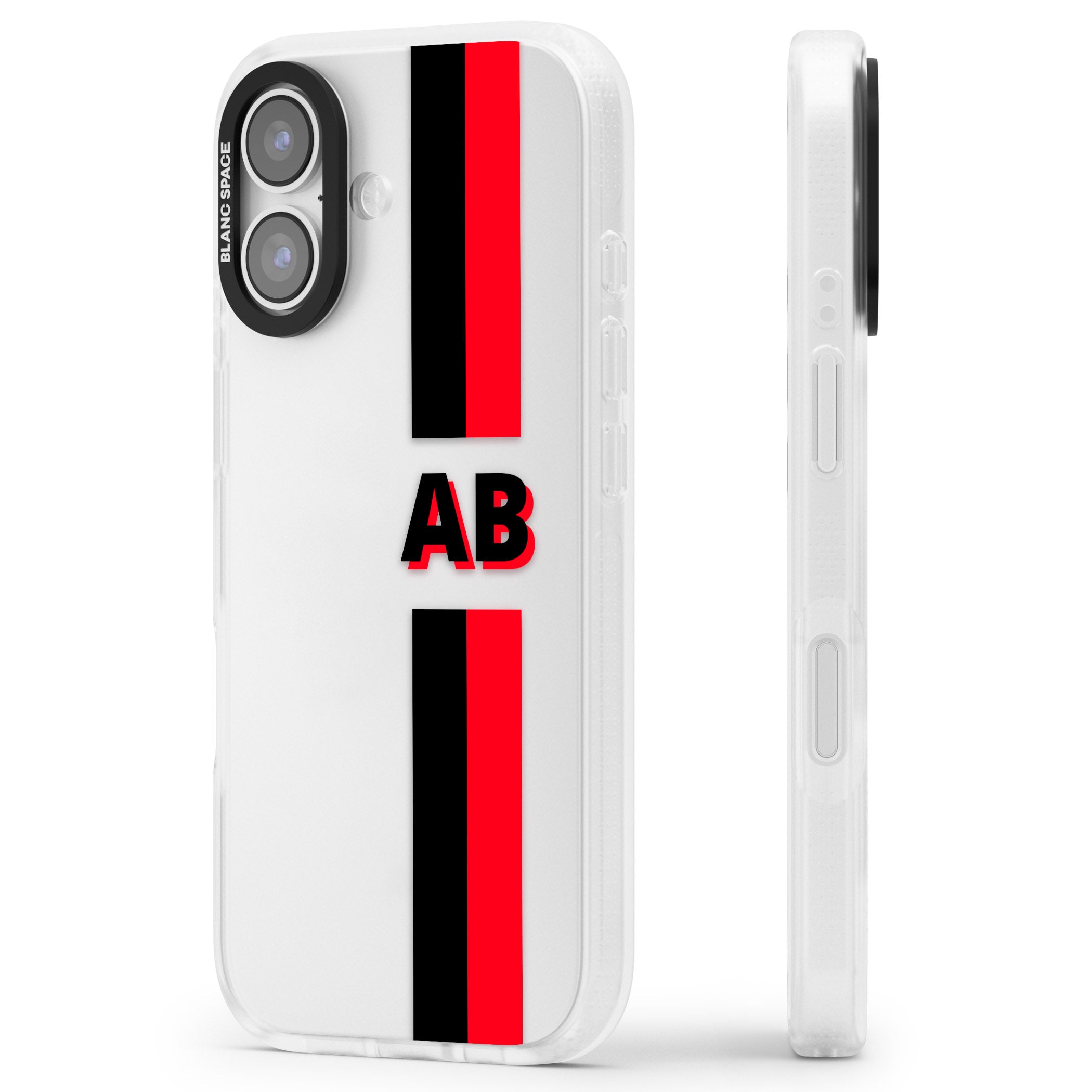 Personalised Bold Stripe iPhone 17 Impact Air Clear Phone Case Side Profile