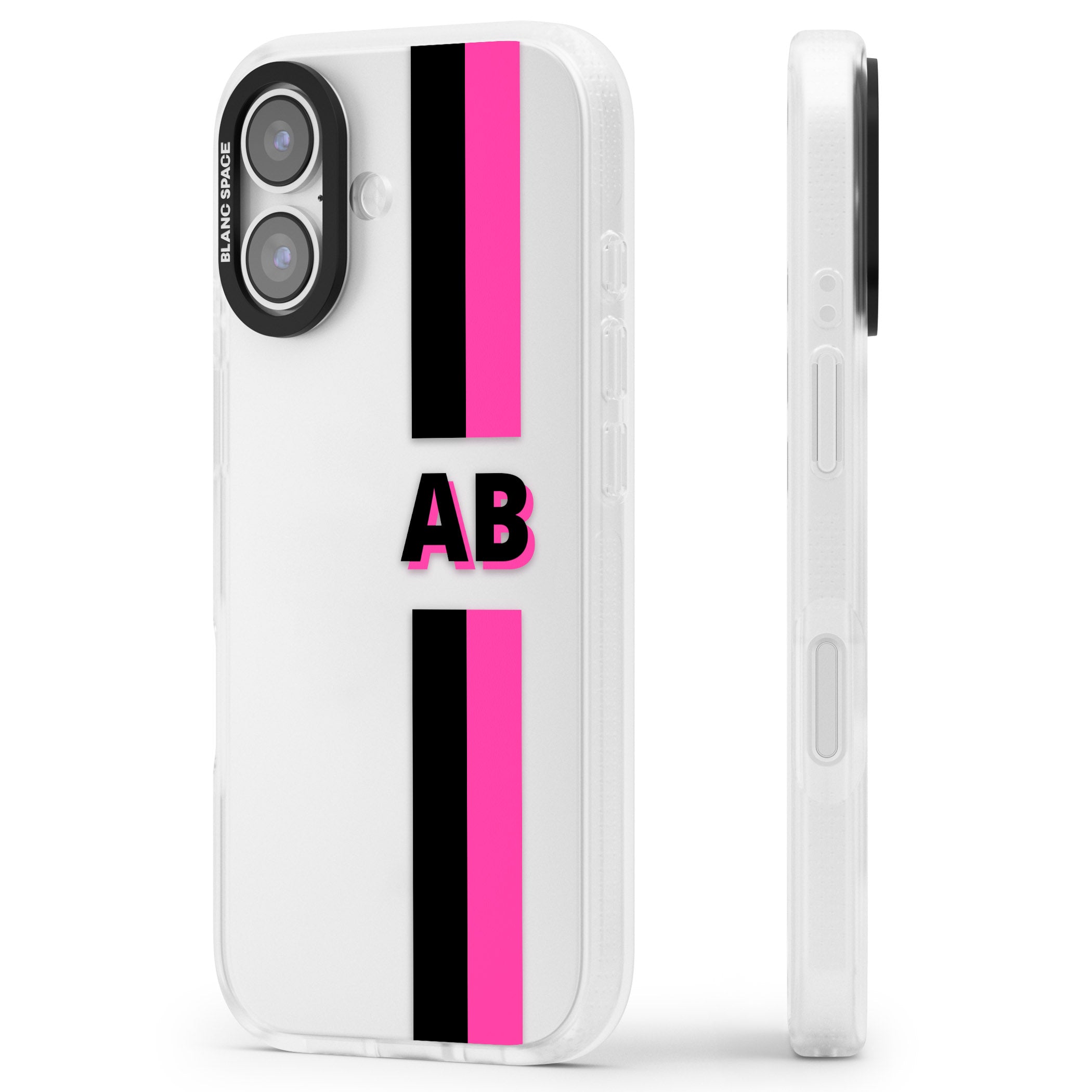 Personalised Bold Name Stripe iPhone 17 Impact Air Clear Phone Case Side Profile