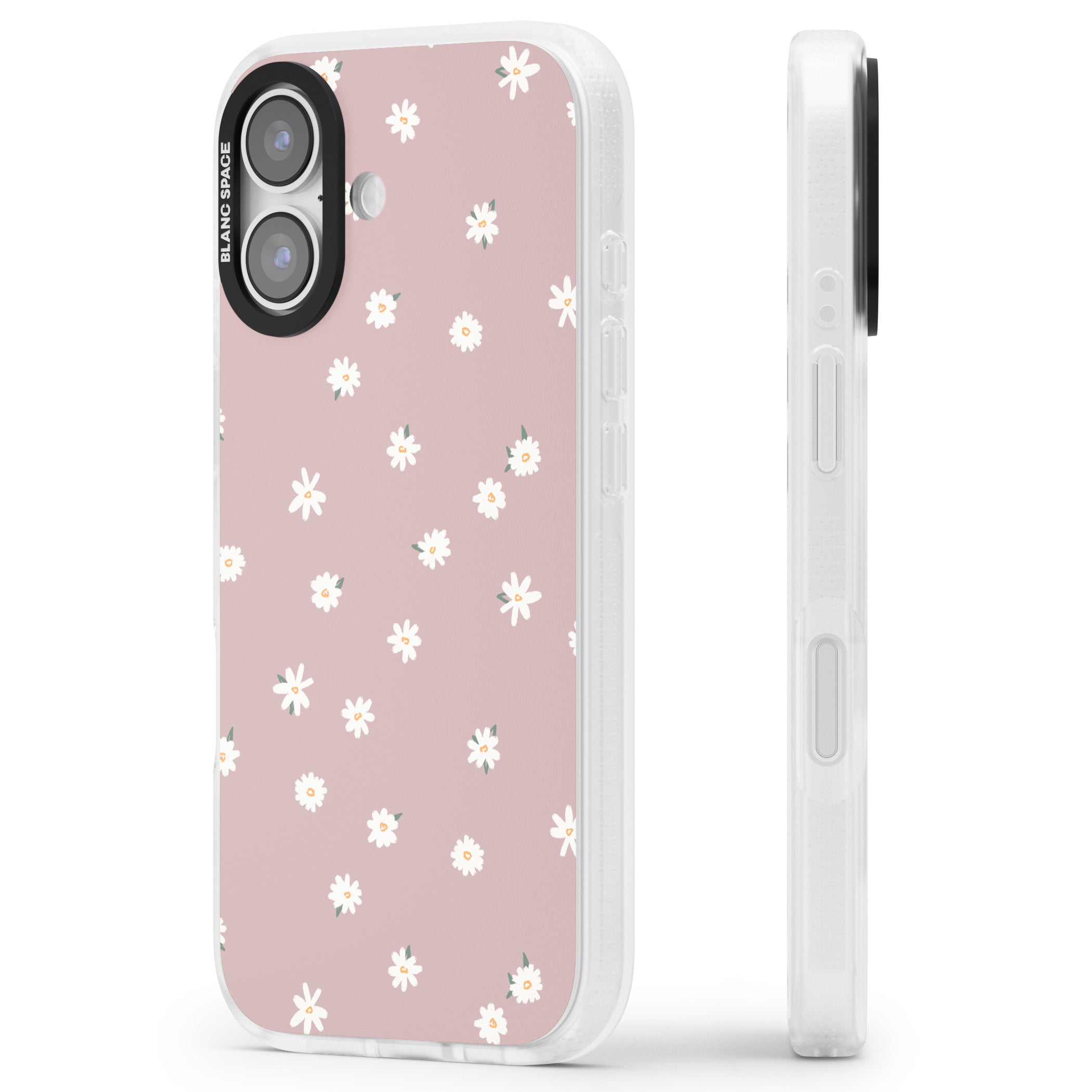 Dusty Pink Daisy iPhone 17 Impact Air Clear Phone Case Side Profile