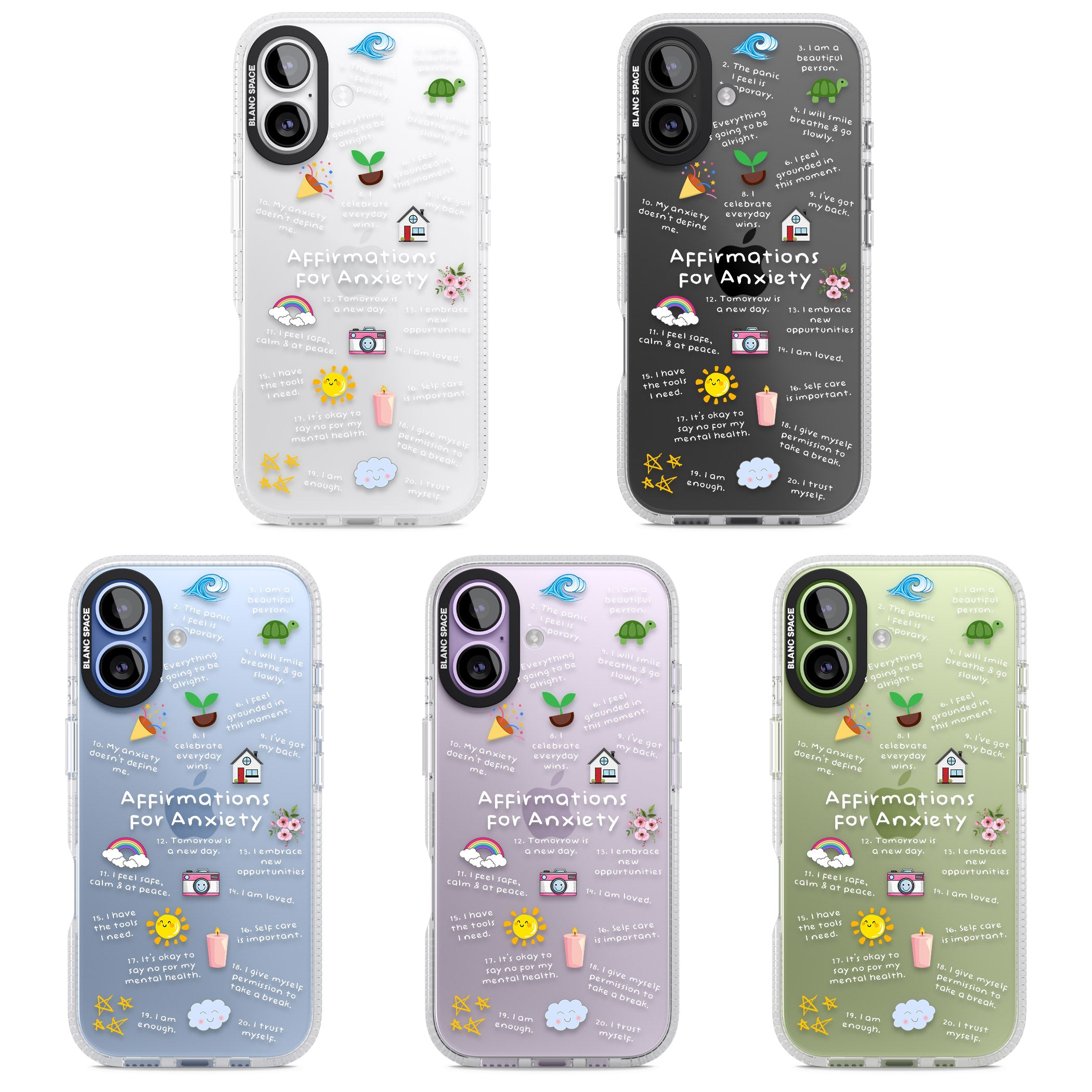 Anxiety White Text iPhone 17 Impact Air Clear Phone Case APT Impact Protection