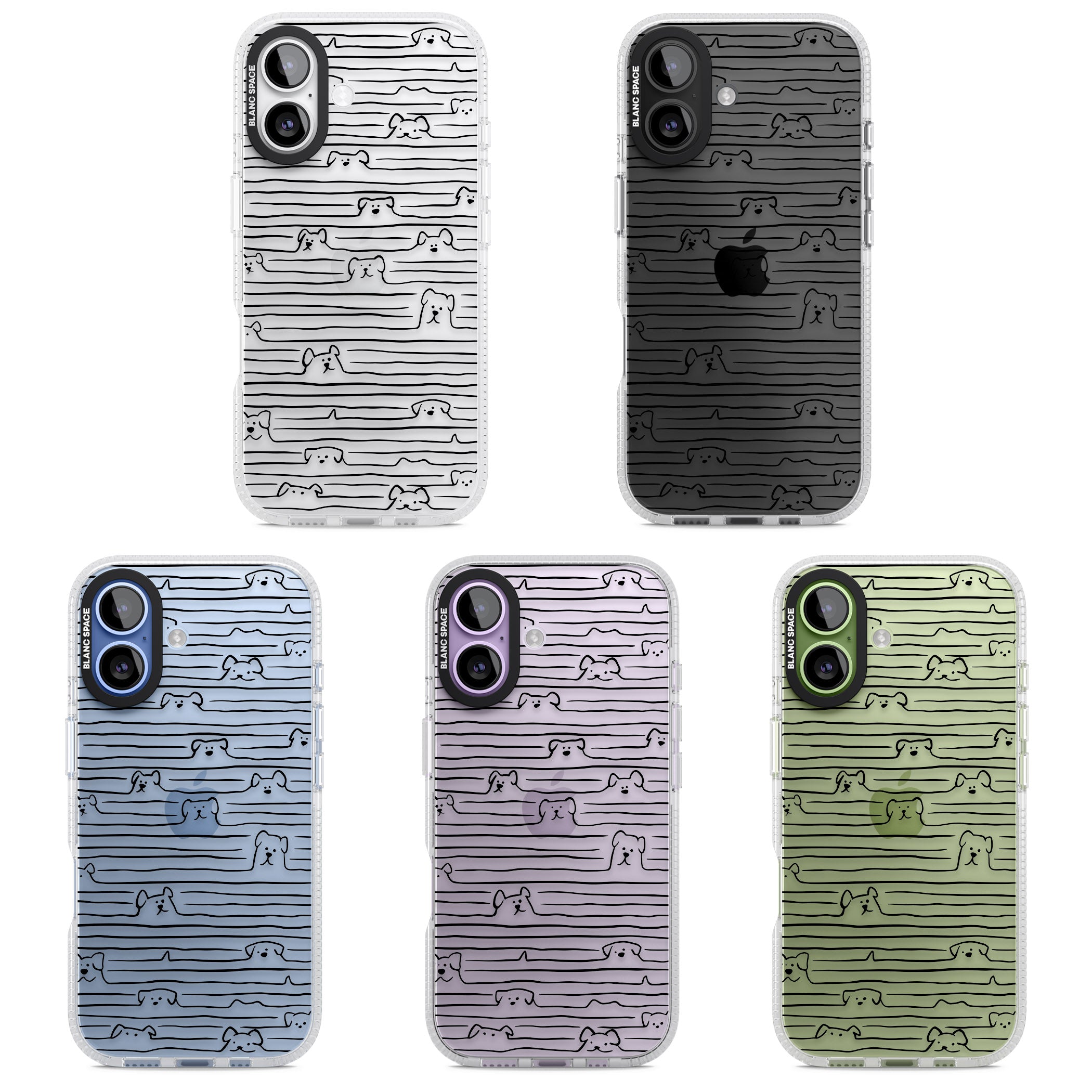 Dog Line Art Black iPhone 17 Impact Air Clear Phone Case APT Impact Protection