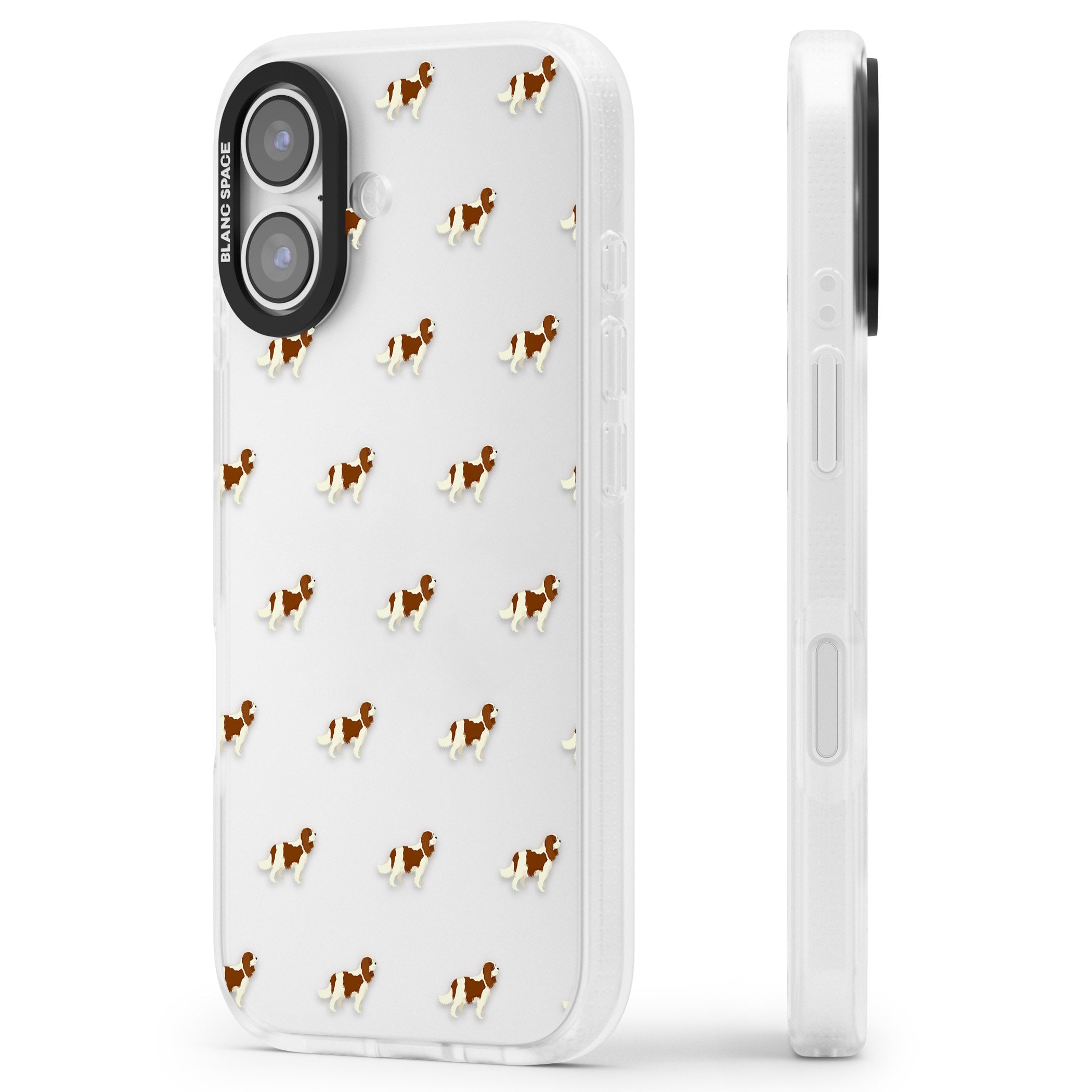 Cavalier King Charles Dog Pattern iPhone 17 Impact Air Clear Phone Case Side Profile