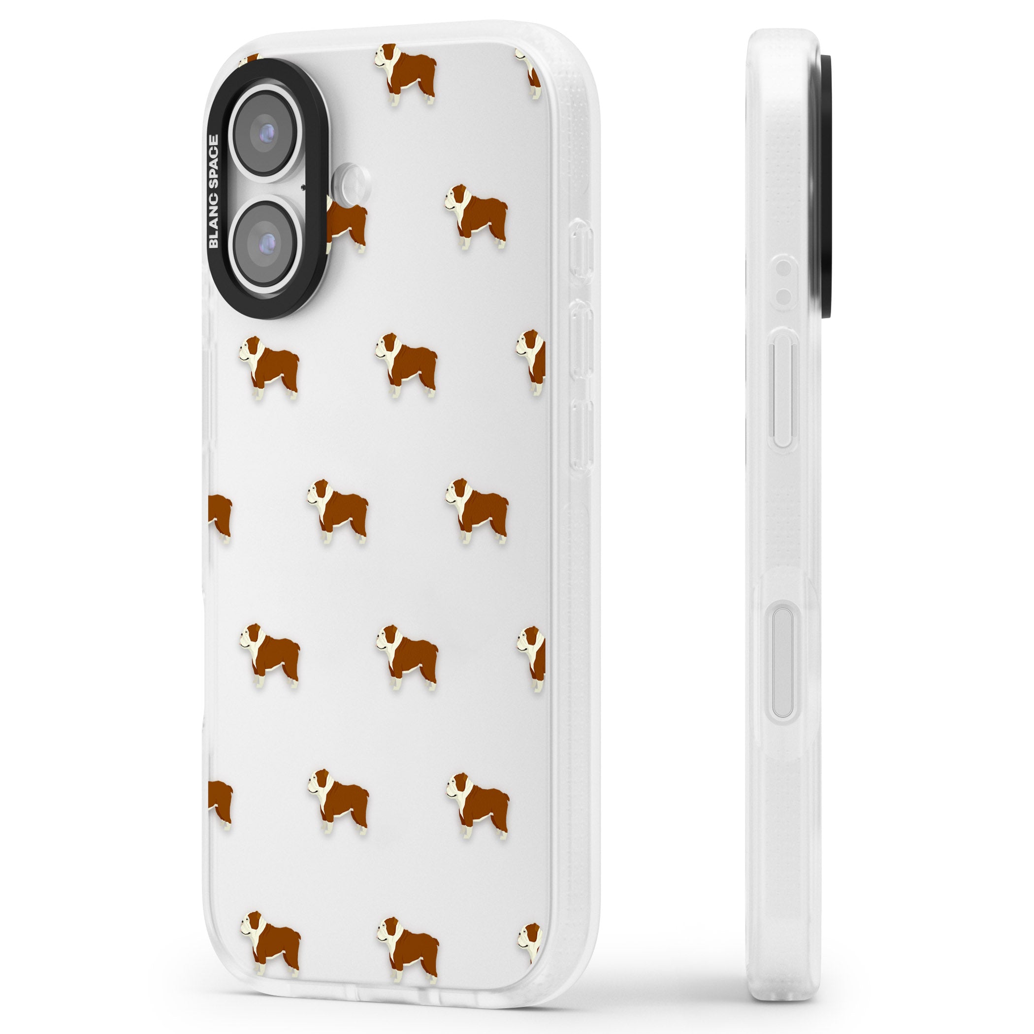 Bulldog Pattern Clear iPhone 17 Impact Air Clear Phone Case Side Profile