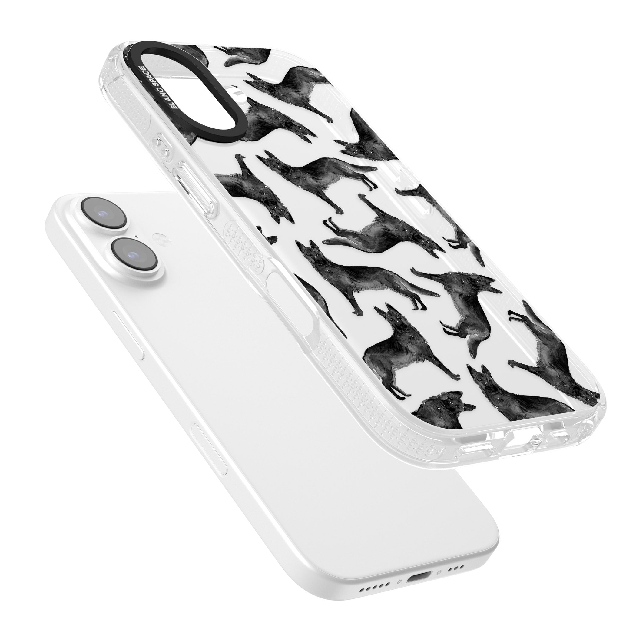 German Shepherd Pattern Black iPhone 17 Impact Air Clear Phone Case Colours