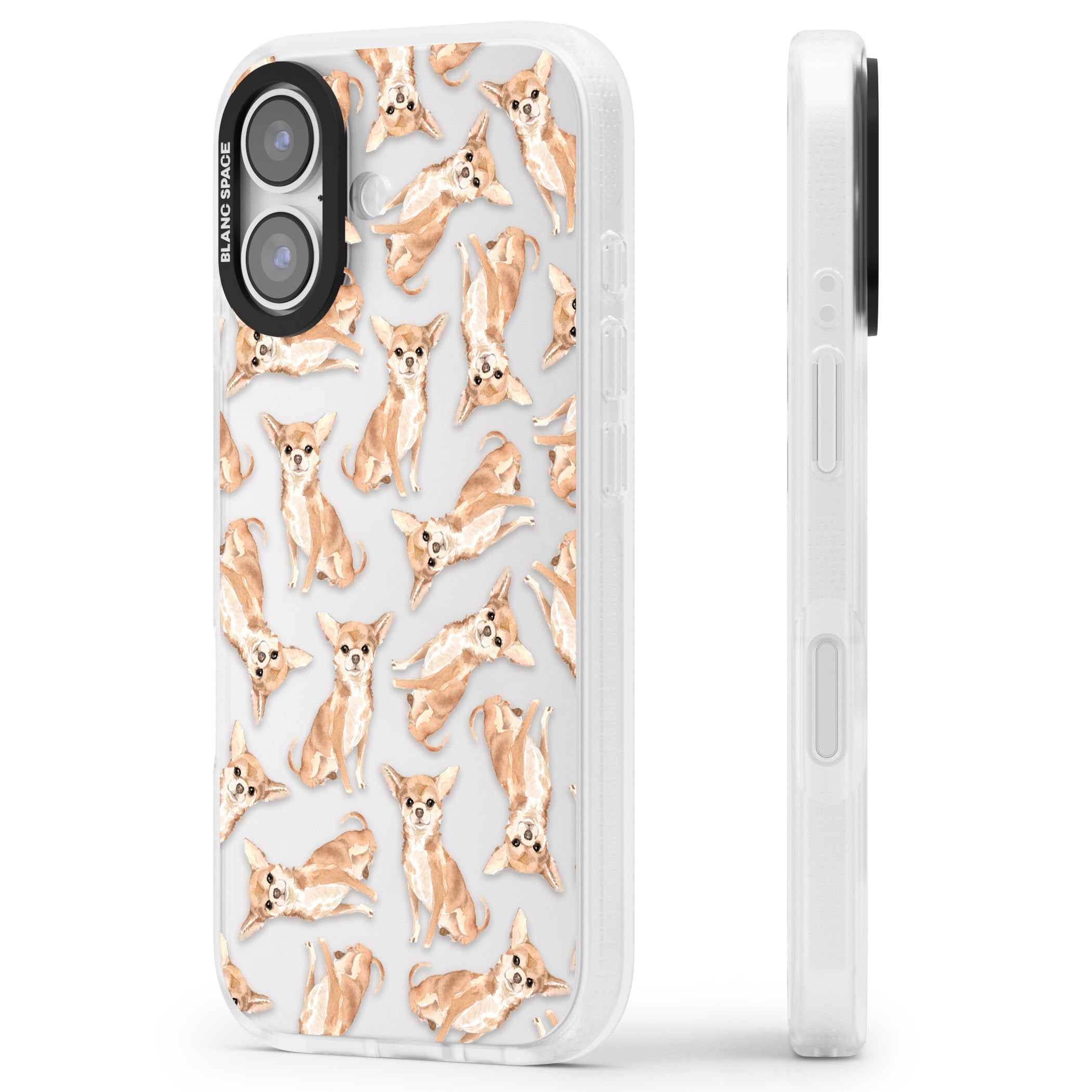 Chihuahua Watercolour Dog Pattern iPhone 17 Impact Air Clear Phone Case Side Profile
