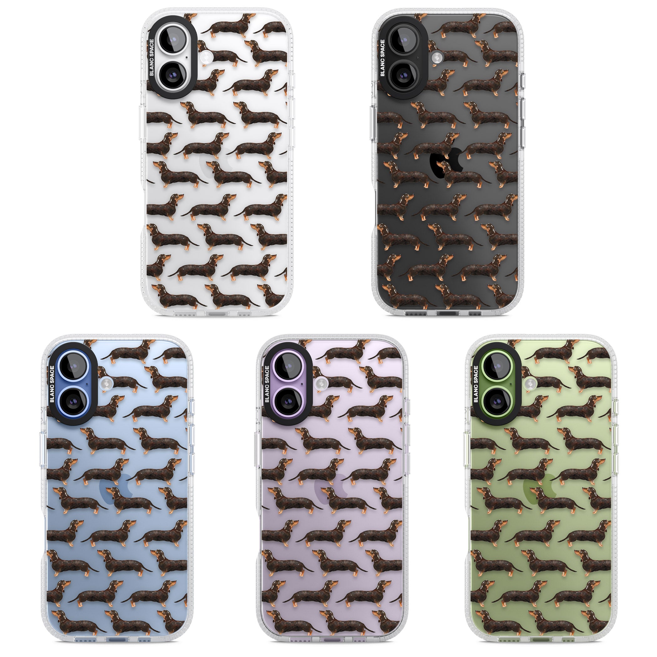Dachshund Pattern Black Tan iPhone 17 Impact Air Clear Phone Case APT Impact Protection