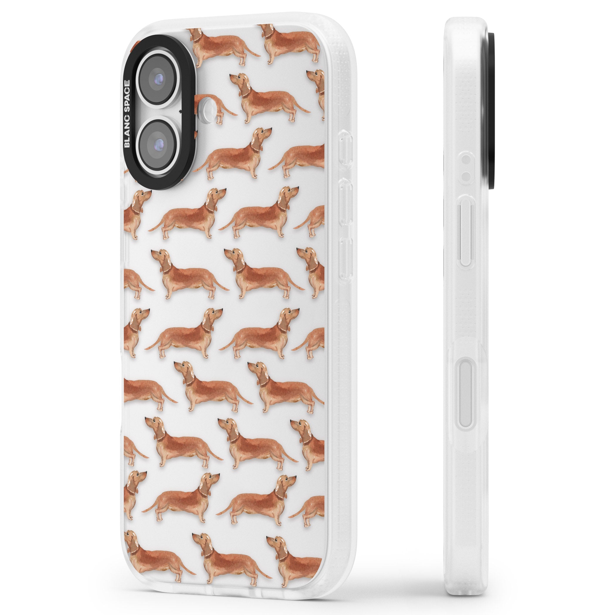 Dachshund Watercolor Dog Pattern iPhone 17 Impact Air Clear Phone Case Side Profile