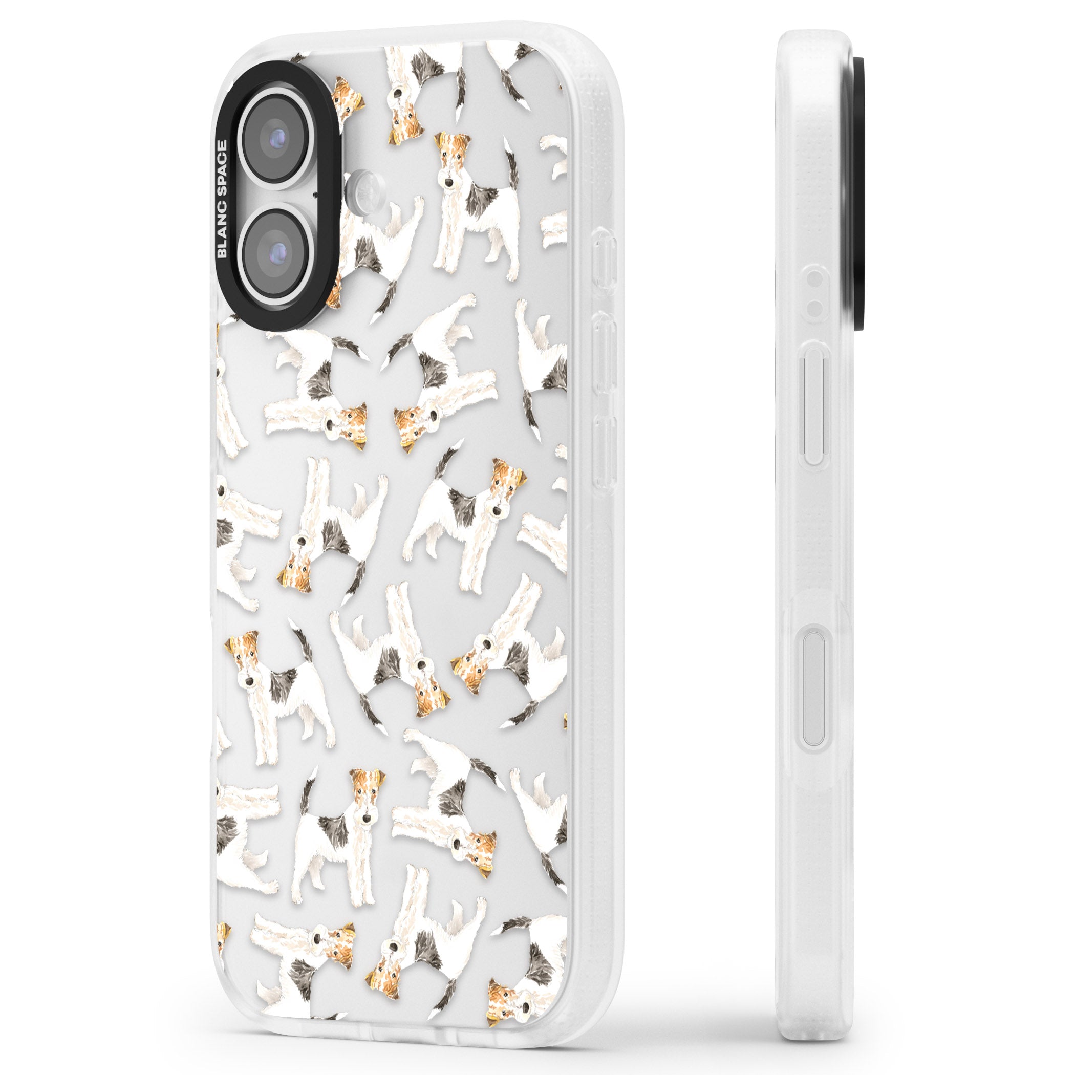 Wire Haired Fox Terrier Dog Pattern iPhone 17 Impact Air Clear Phone Case Side Profile