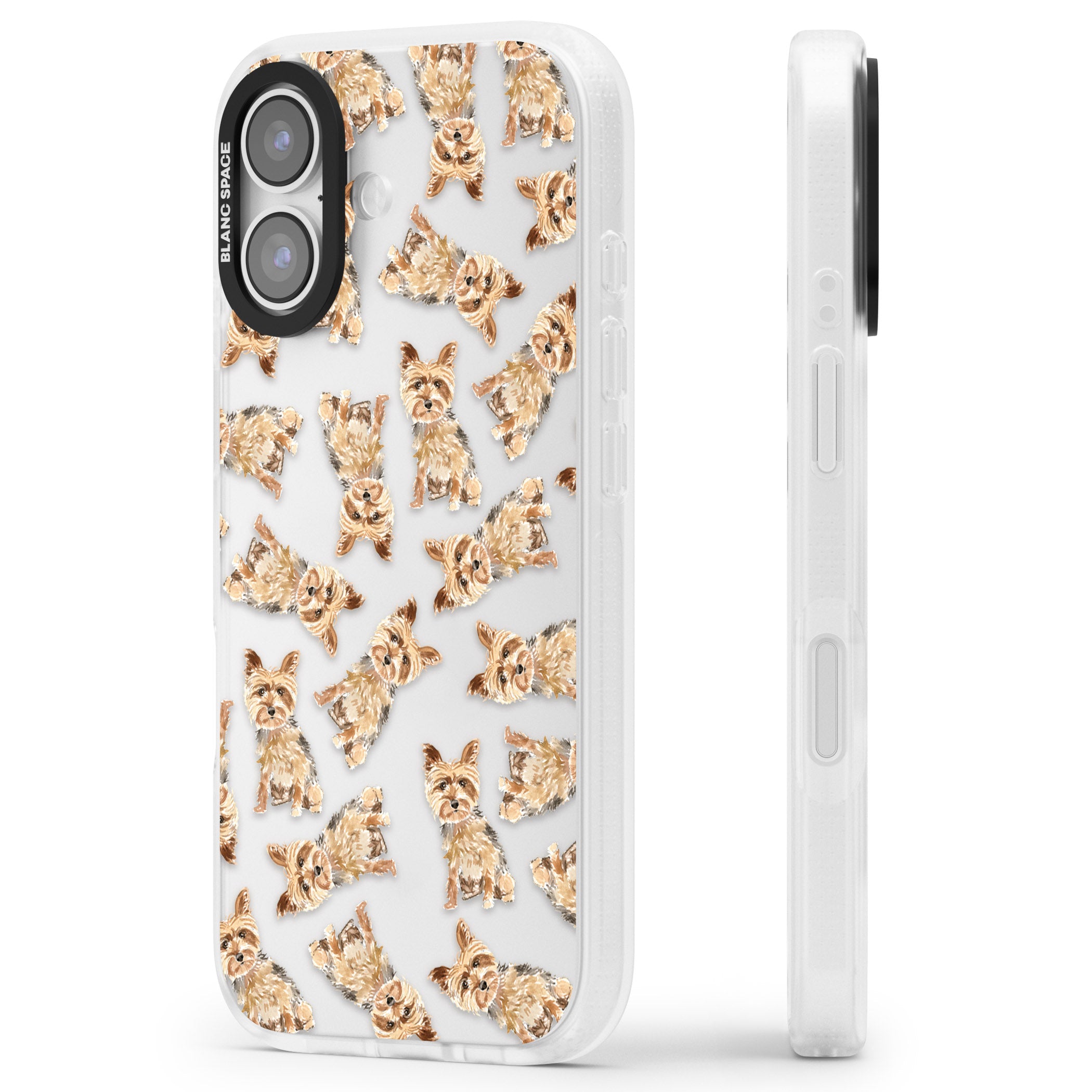 Yorkshire Terrier Dog Pattern iPhone 17 Impact Air Clear Phone Case Side Profile