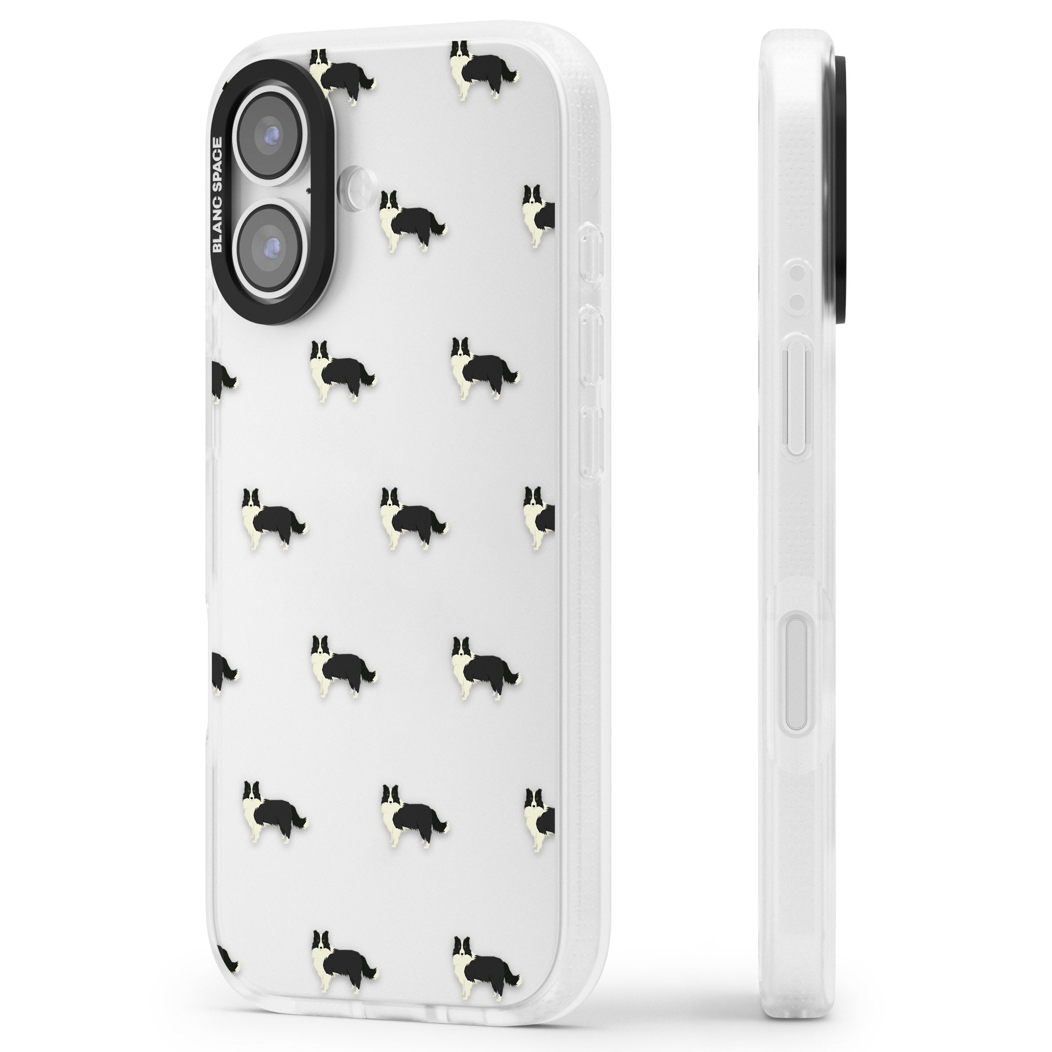 Border Collie Pattern Clear iPhone 17 Impact Air Clear Phone Case Side Profile