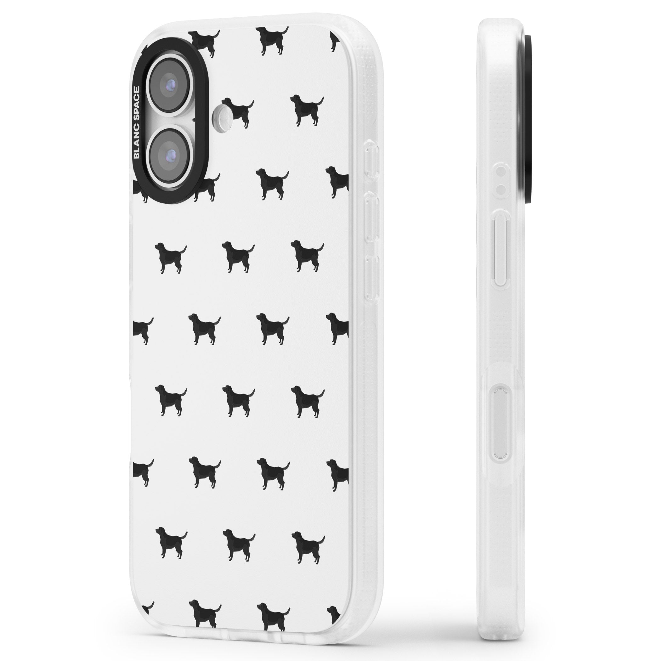 Black Labrador Spot Pattern iPhone 17 Impact Air Clear Phone Case Side Profile