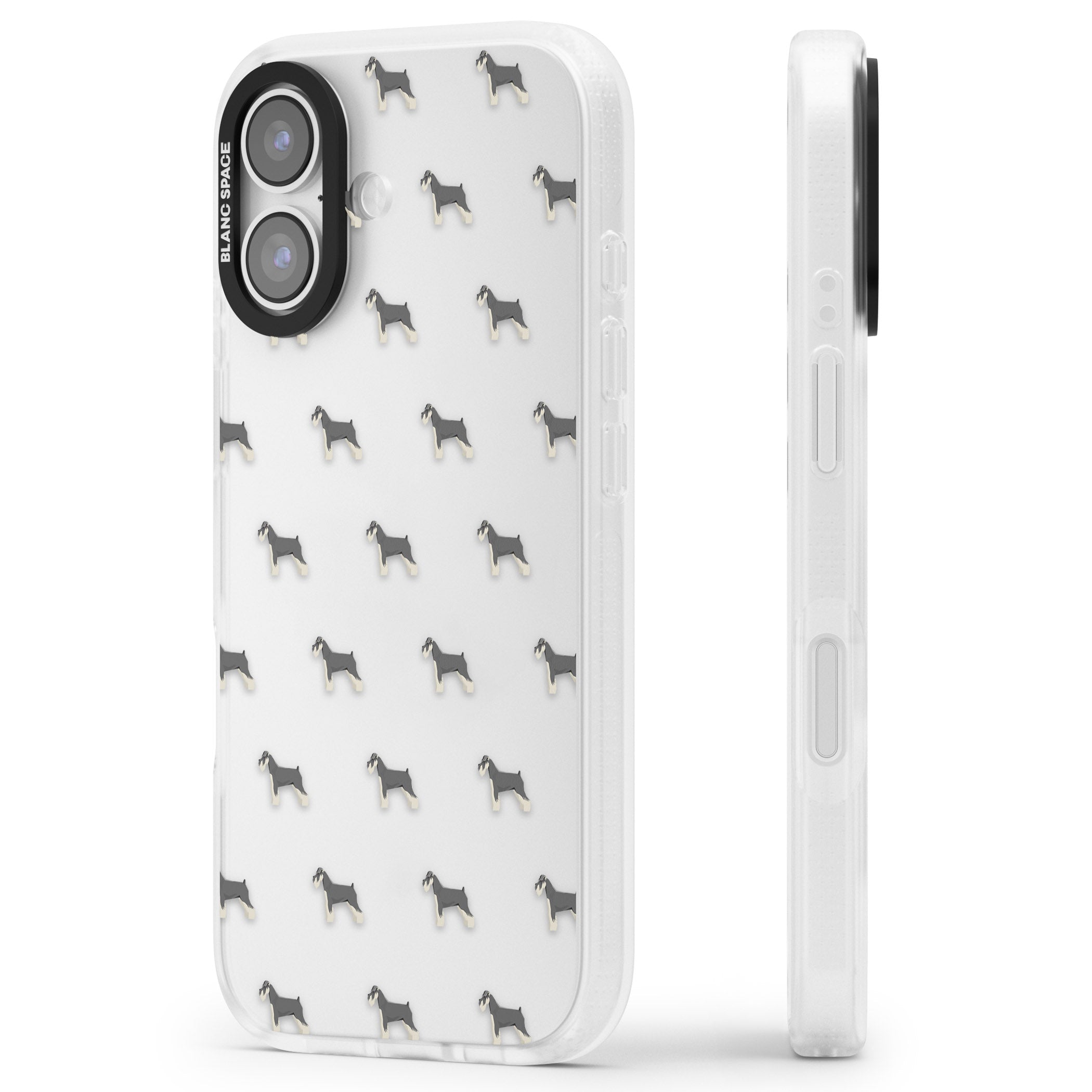 Schnauzer Dog Pattern iPhone 17 Impact Air Clear Phone Case Side Profile