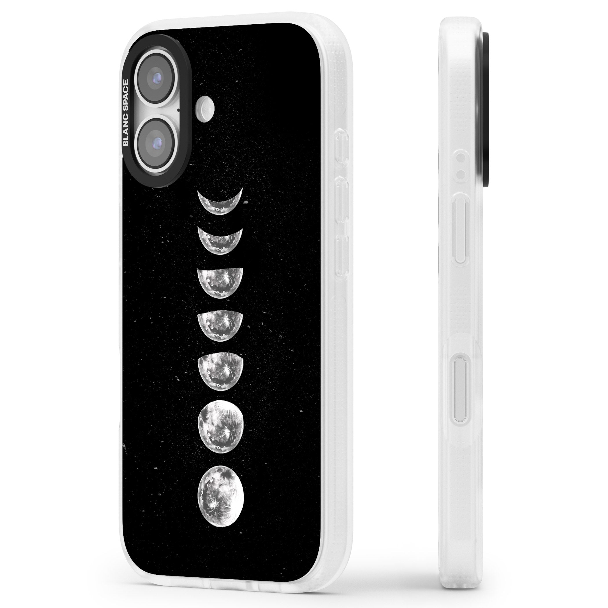 Light Watercolour Moons iPhone 17 Impact Air Clear Phone Case Side Profile