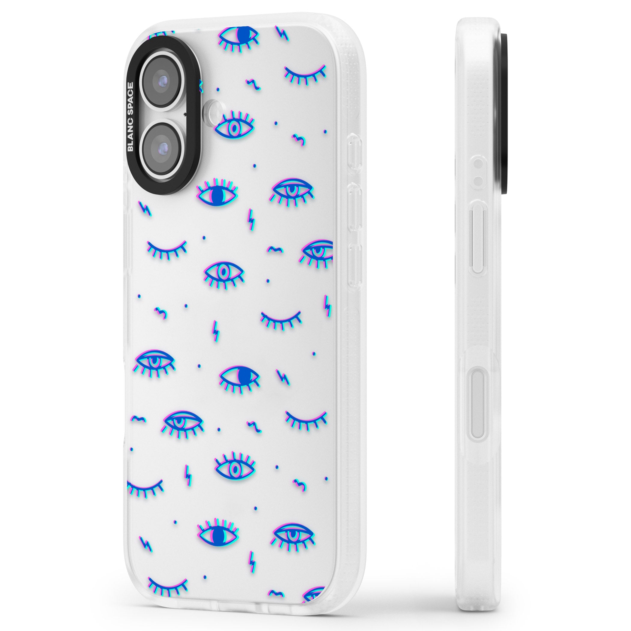 Duotone Psychedelic Eyes iPhone 17 Impact Air Clear Phone Case Side Profile